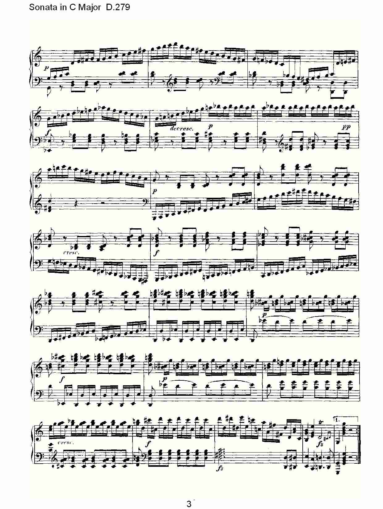 Sonata in C Major D.279  C大调奏鸣曲D.279（一）总谱（图3）