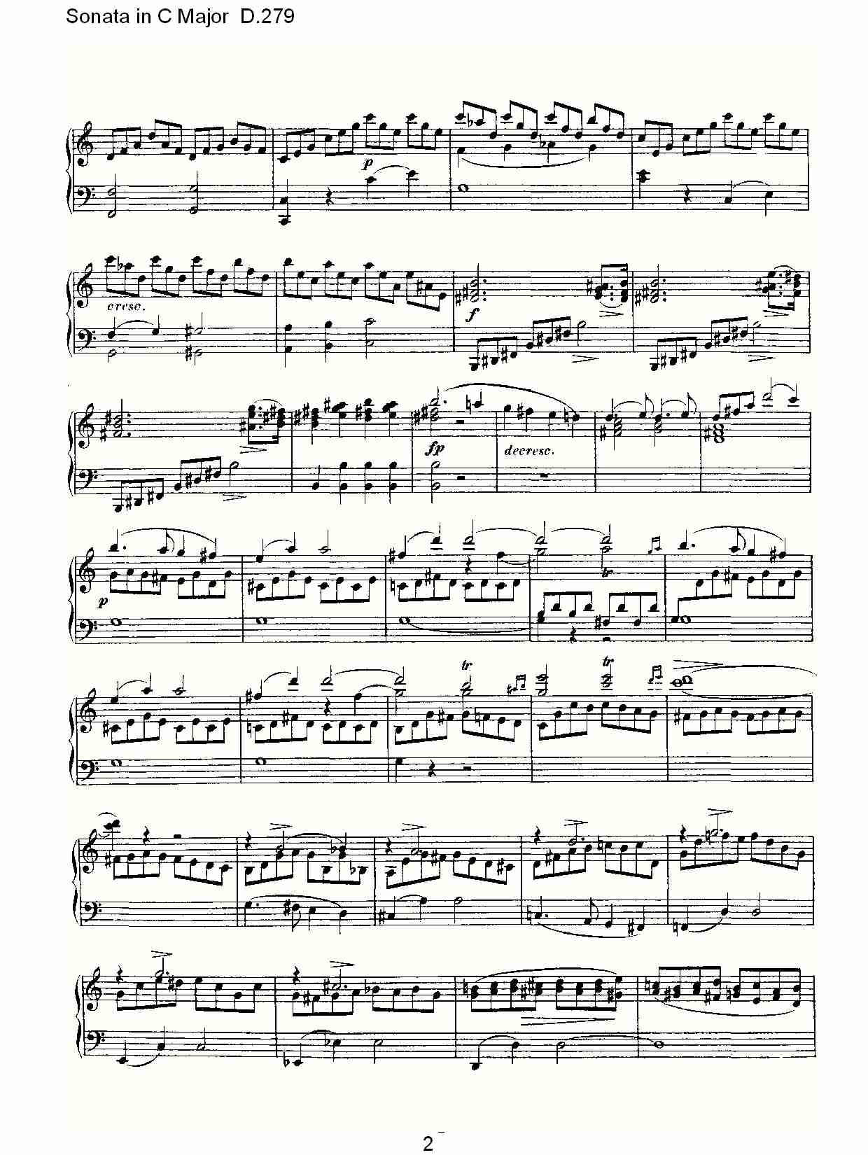 Sonata in C Major D.279  C大调奏鸣曲D.279（一）总谱（图2）