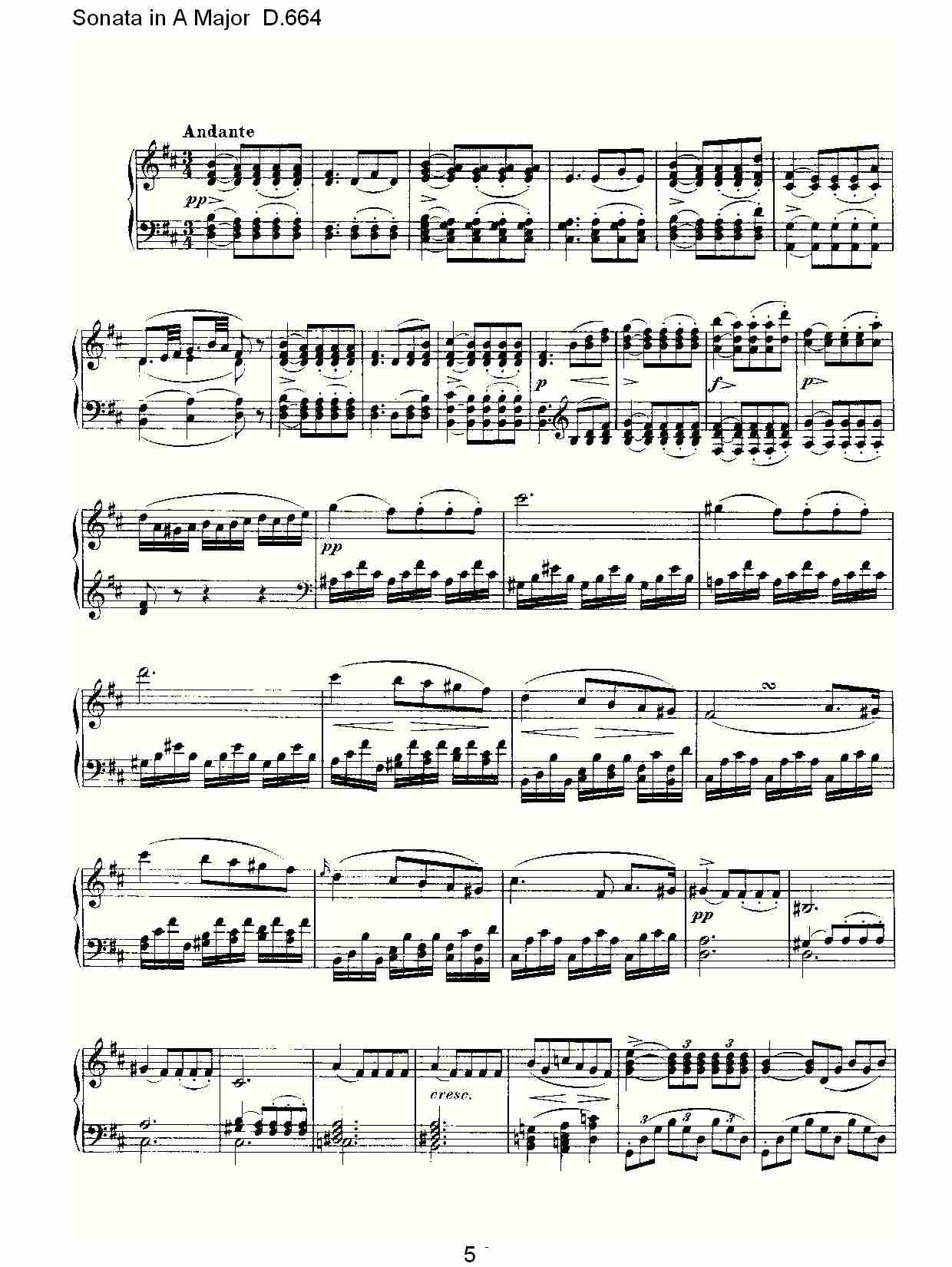 Sonata in A Major D.664  A大调奏鸣曲D.664（一）总谱（图5）