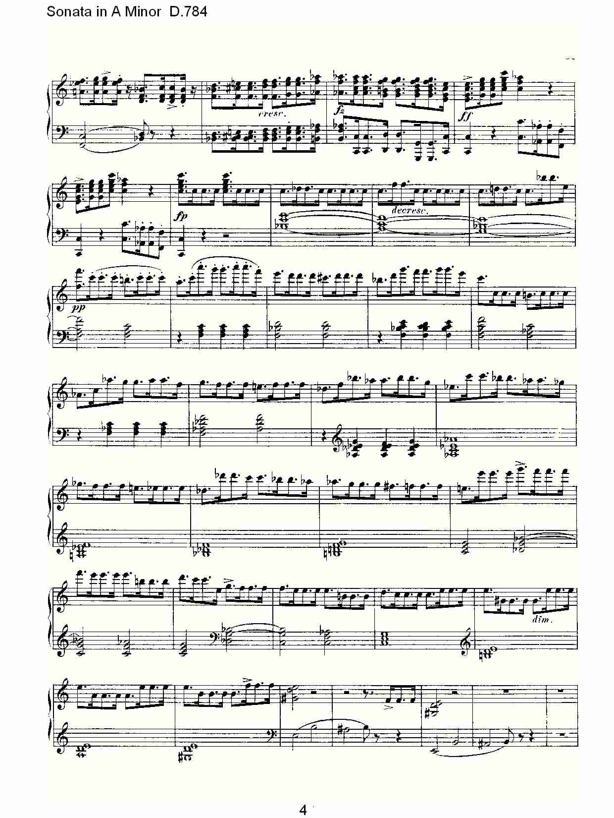 Sonata in A Minor D.784 A小调奏鸣曲D.784（一）总谱（图4）