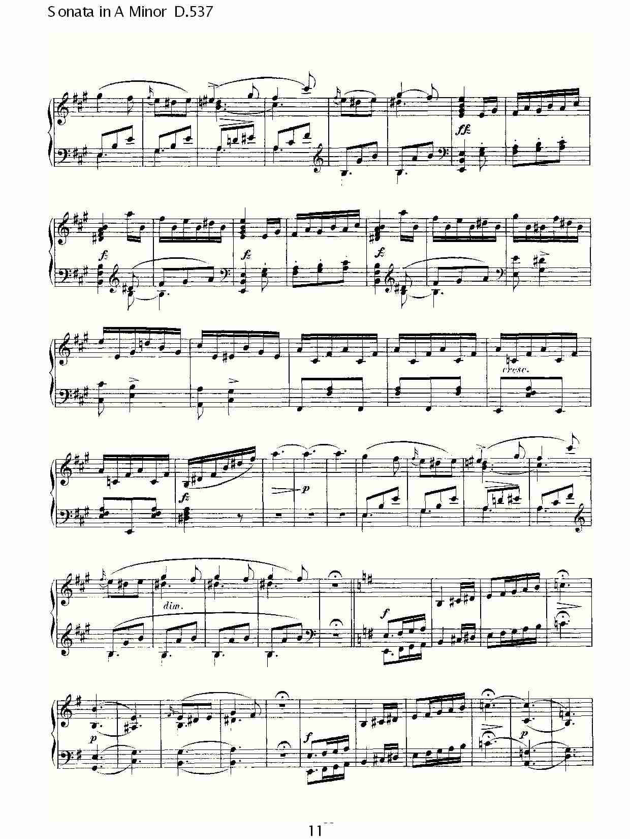 Sonata in A Minor D.537 A小调奏鸣曲D.537（三）总谱（图1）