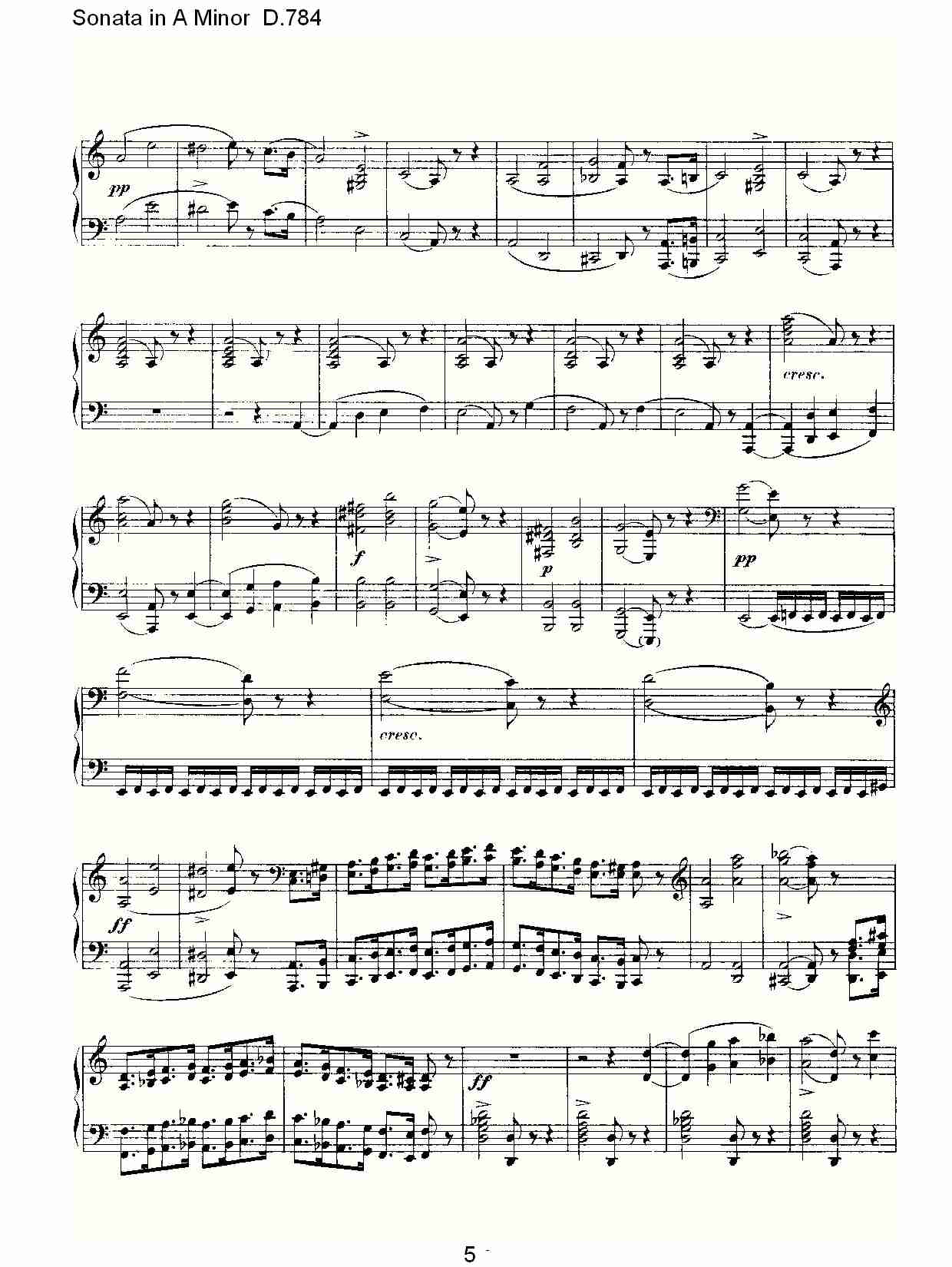 Sonata in A Minor D.784 A小调奏鸣曲D.784（一）总谱（图5）