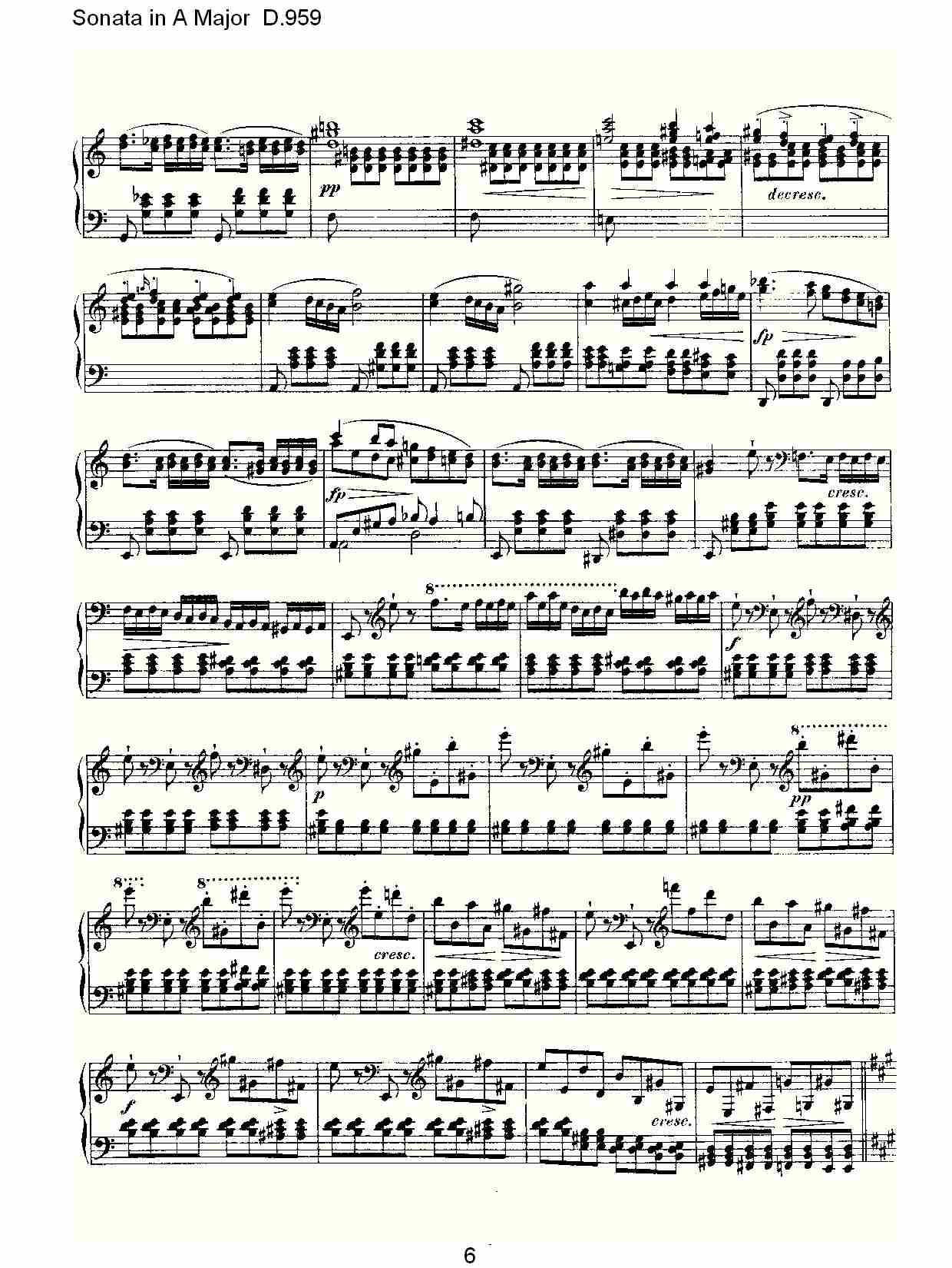 Sonata in A Major D.959  A大调奏鸣曲D.959（二）总谱（图1）