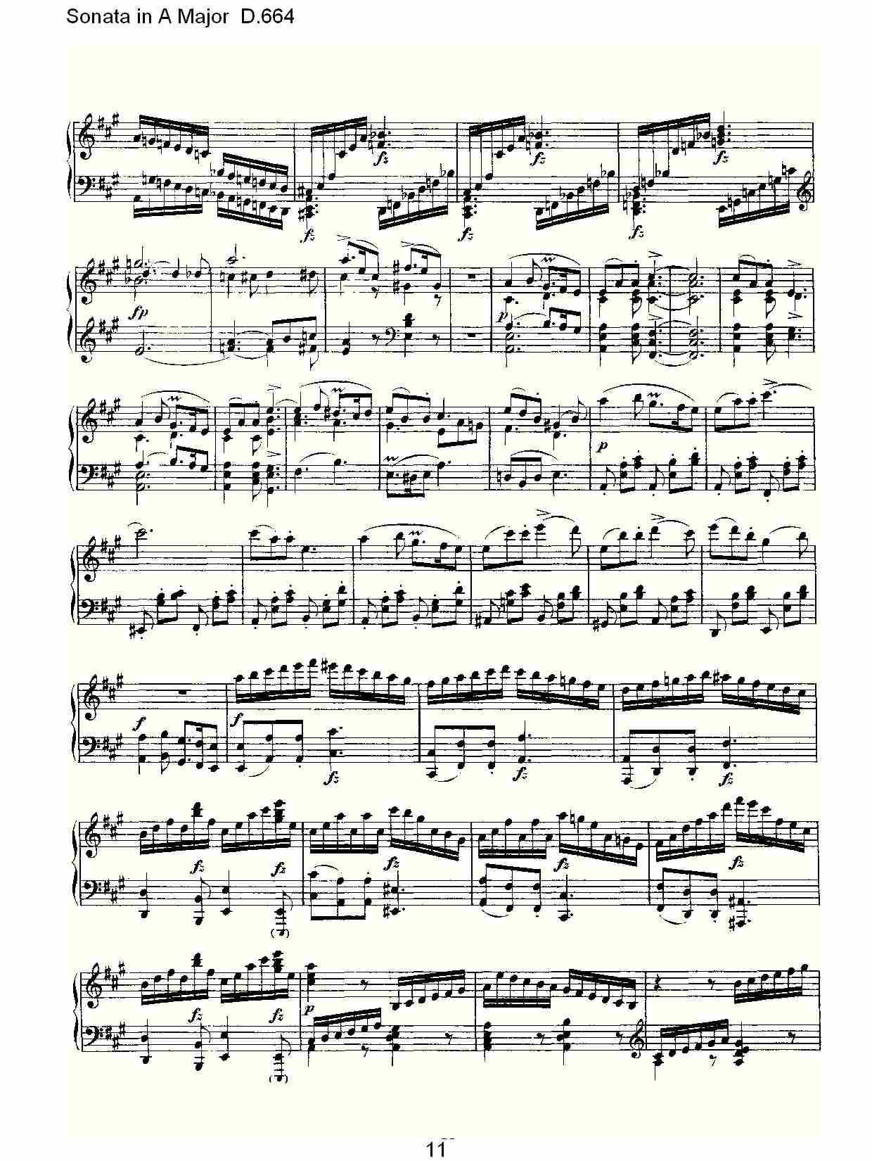 Sonata in A Major D.664  A大调奏鸣曲D.664（三）总谱（图1）