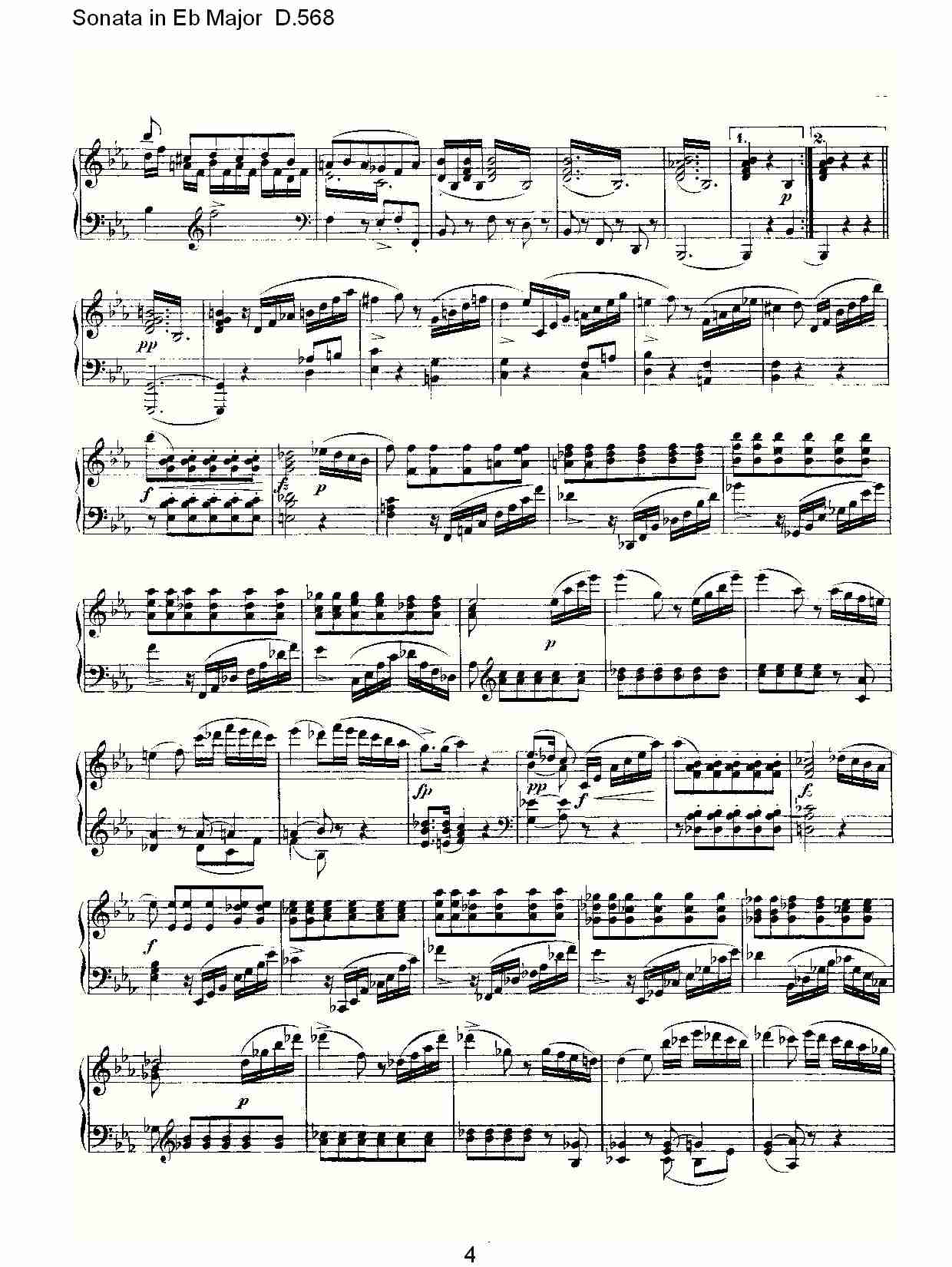 Sonata in Eb Major D.568 Eb大调奏鸣曲D.568（一）总谱（图4）
