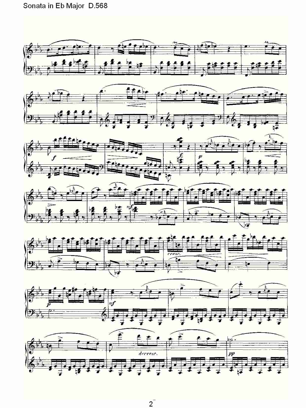 Sonata in Eb Major D.568 Eb大调奏鸣曲D.568（一）总谱（图2）