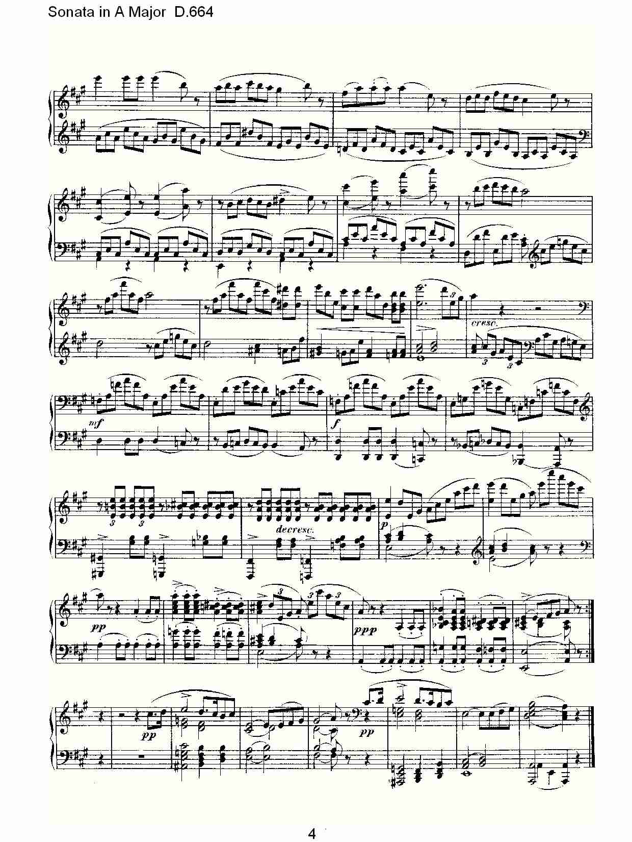 Sonata in A Major D.664  A大调奏鸣曲D.664（一）总谱（图4）