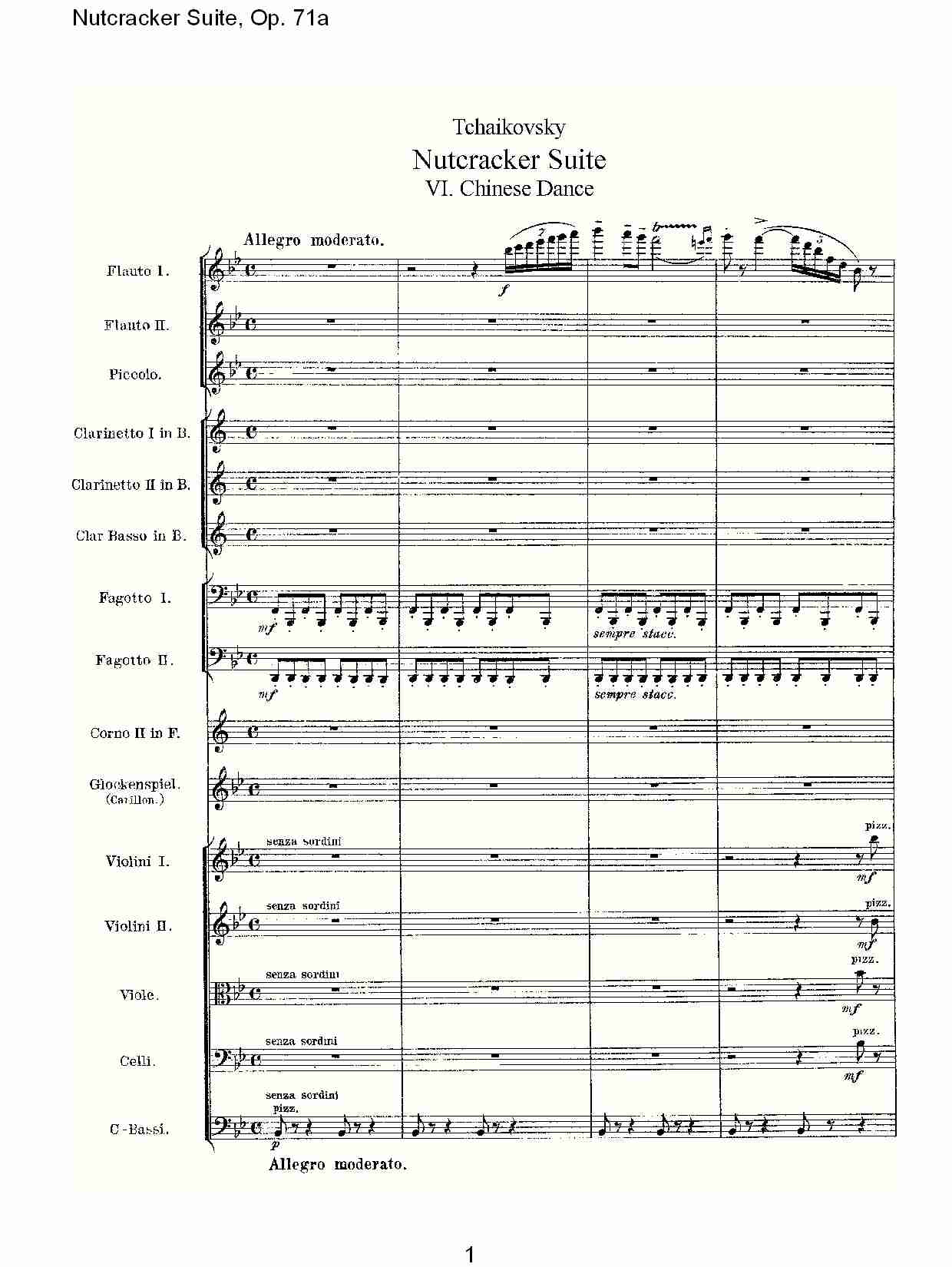 Nutcracker Suite, Op.71a   胡桃铗套曲，Op.71a第六乐章（一）总谱（图1）