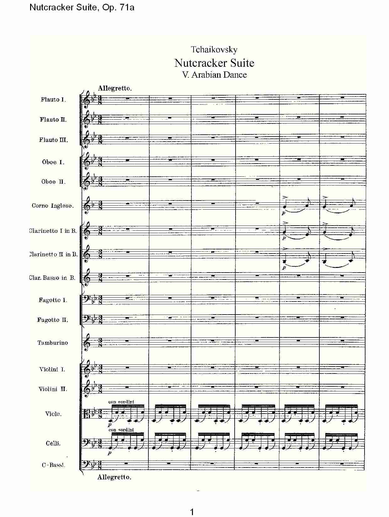 Nutcracker Suite, Op.71a   胡桃铗套曲，Op.71a第五乐章（一）总谱（图1）