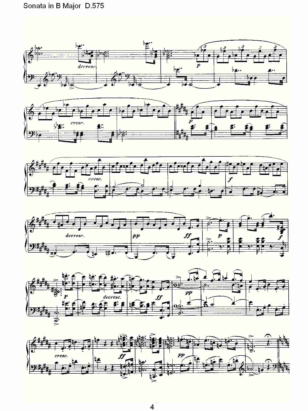 Sonata in B Major D.575 B大调奏鸣曲D.575（一）总谱（图4）
