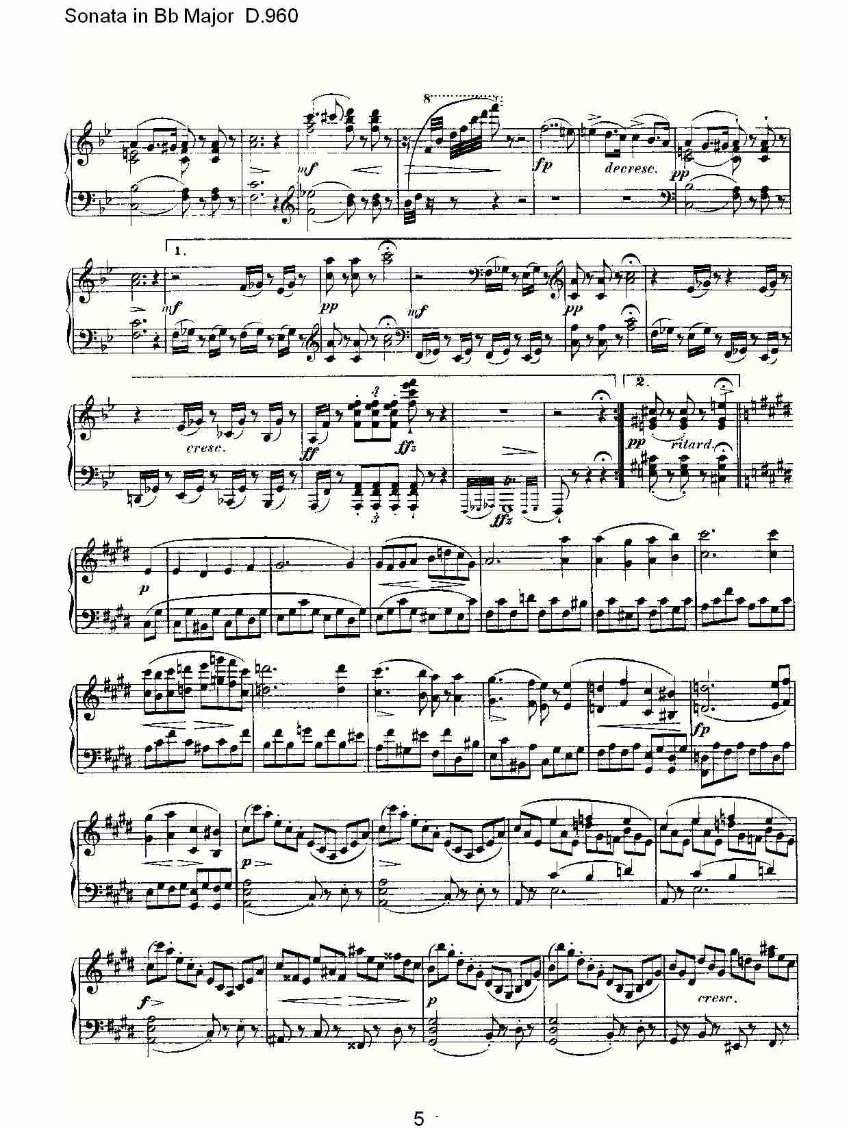 Sonata in Bb Major D.960  Bb大调奏鸣曲D.960（一）总谱（图5）
