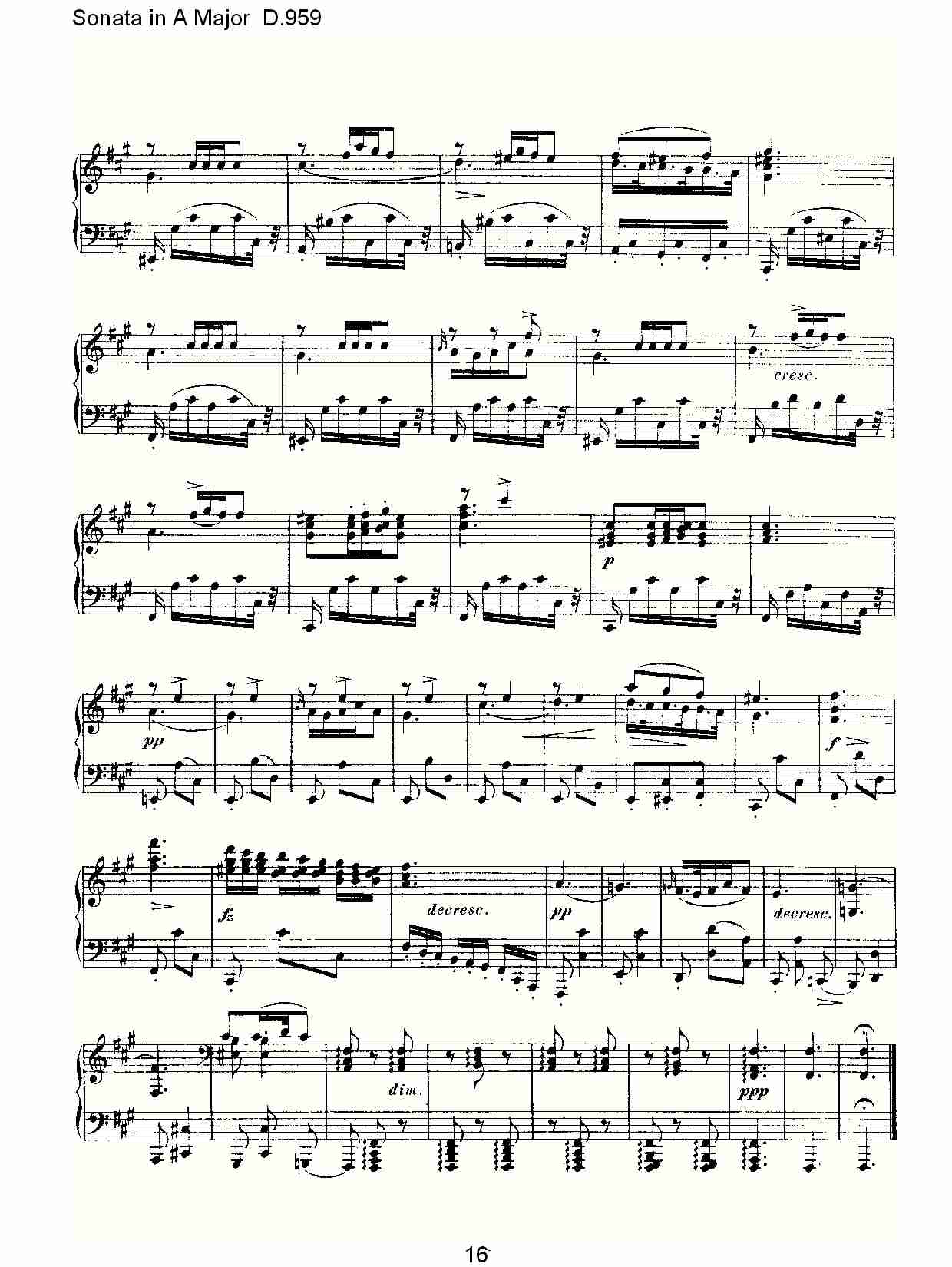Sonata in A Major D.959  A大调奏鸣曲D.959（四）总谱（图1）