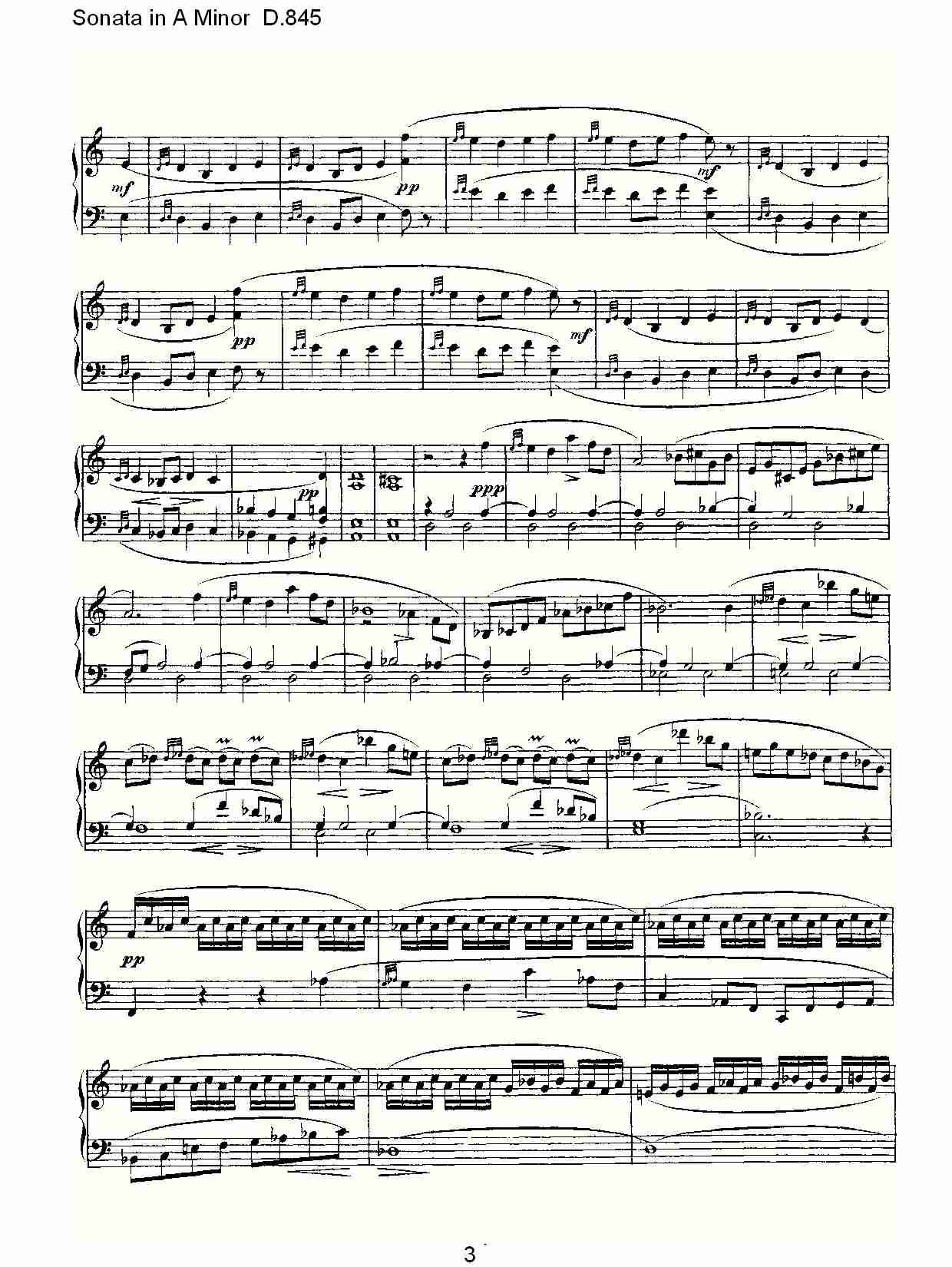 Sonata in A Minor D.845 A小调奏鸣曲D.845（一）总谱（图3）