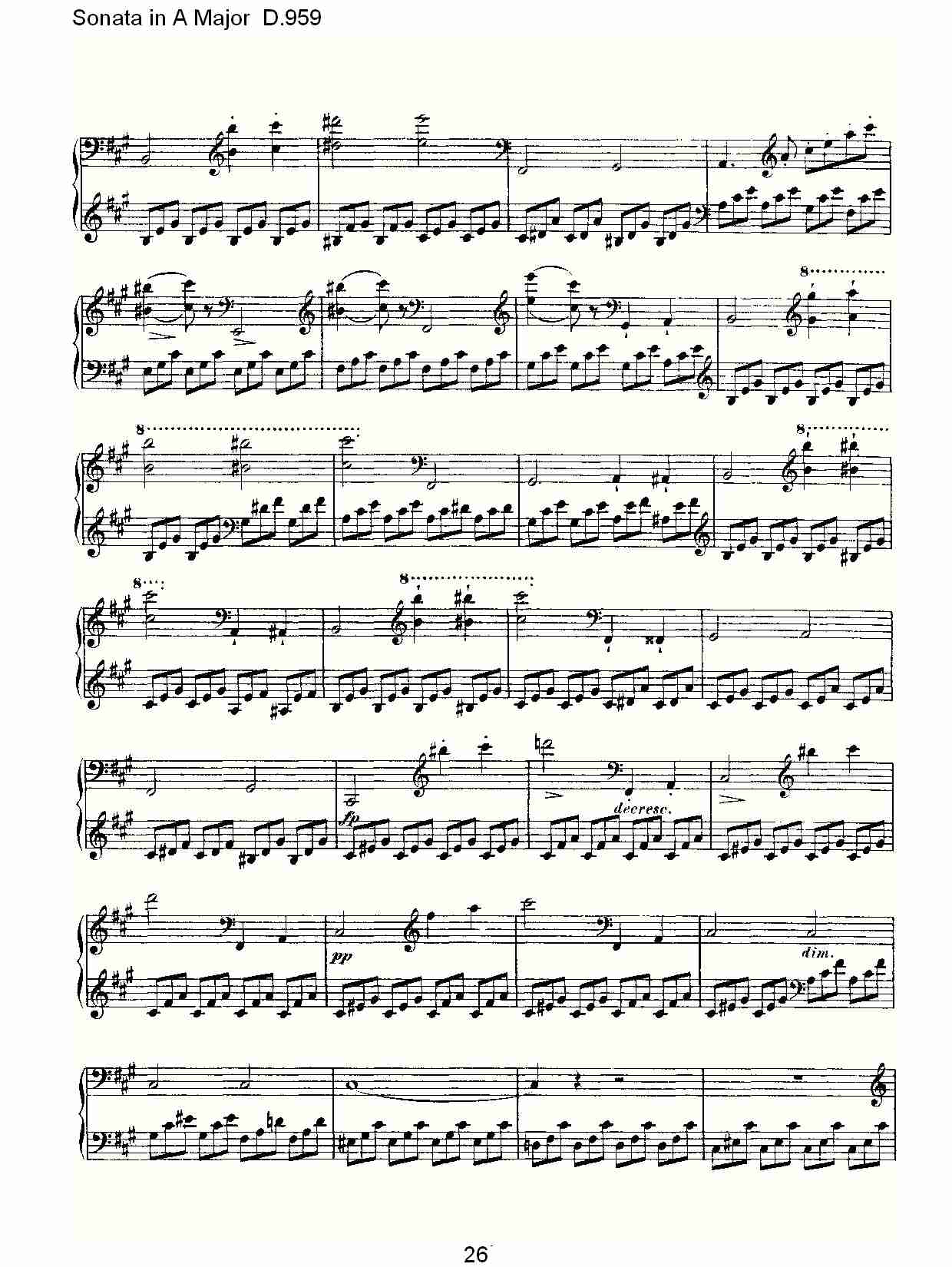 Sonata in A Major D.959  A大调奏鸣曲D.959（六）总谱（图1）