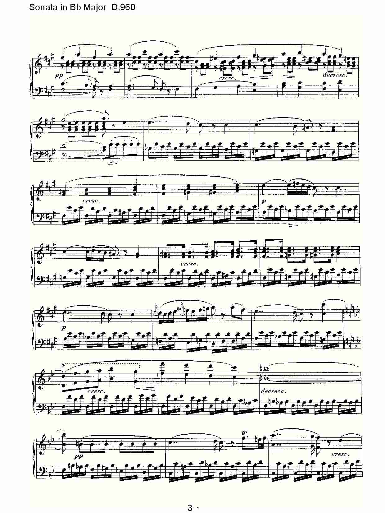 Sonata in Bb Major D.960  Bb大调奏鸣曲D.960（一）总谱（图3）