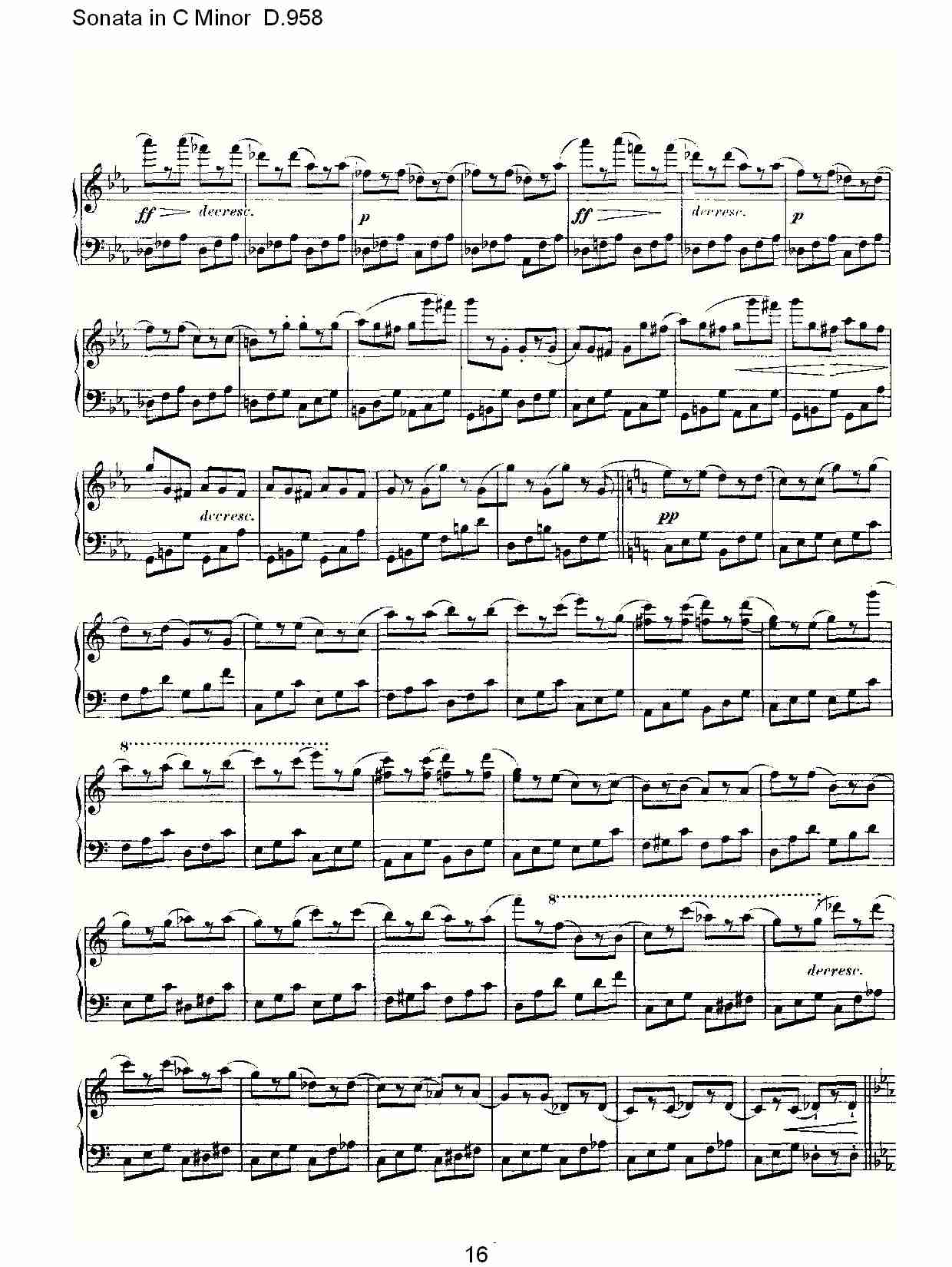 Sonata in C Minor D.958  C小调奏鸣曲D.958（四）总谱（图1）