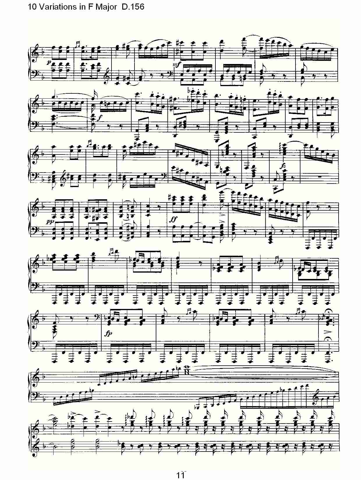 10 Variations in F Major D.156   F大调10变奏曲D.156（三）总谱（图1）