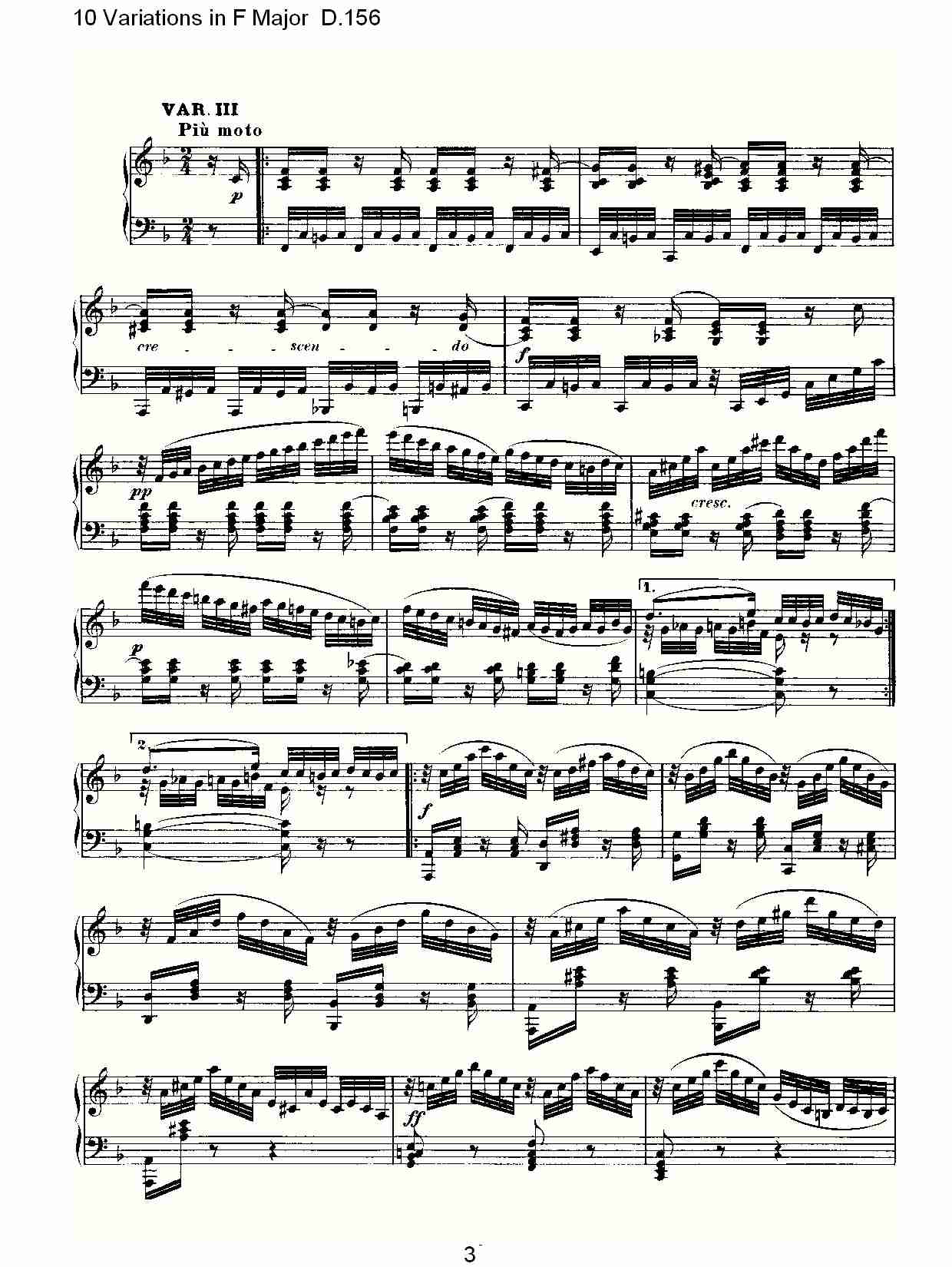 10 Variations in F Major D.156   F大调10变奏曲D.156（一）总谱（图3）