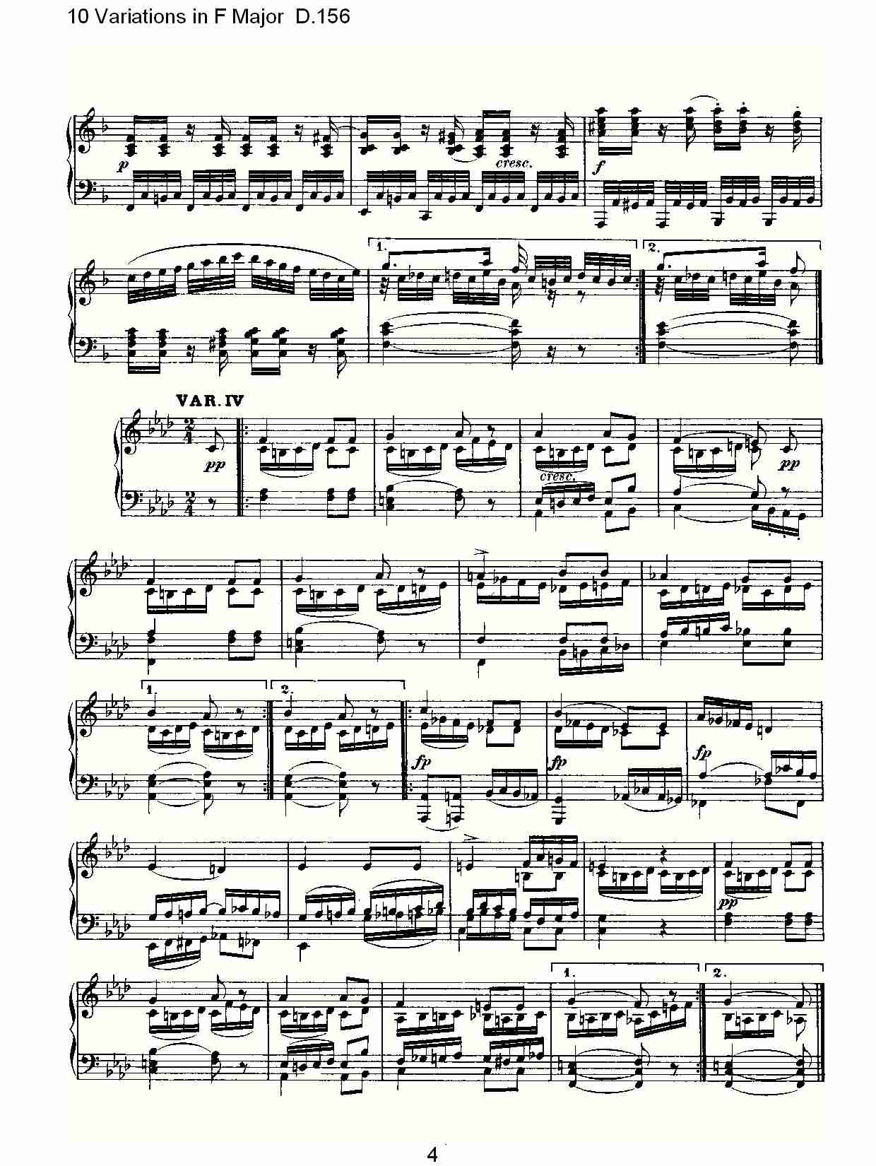 10 Variations in F Major D.156   F大调10变奏曲D.156（一）总谱（图4）