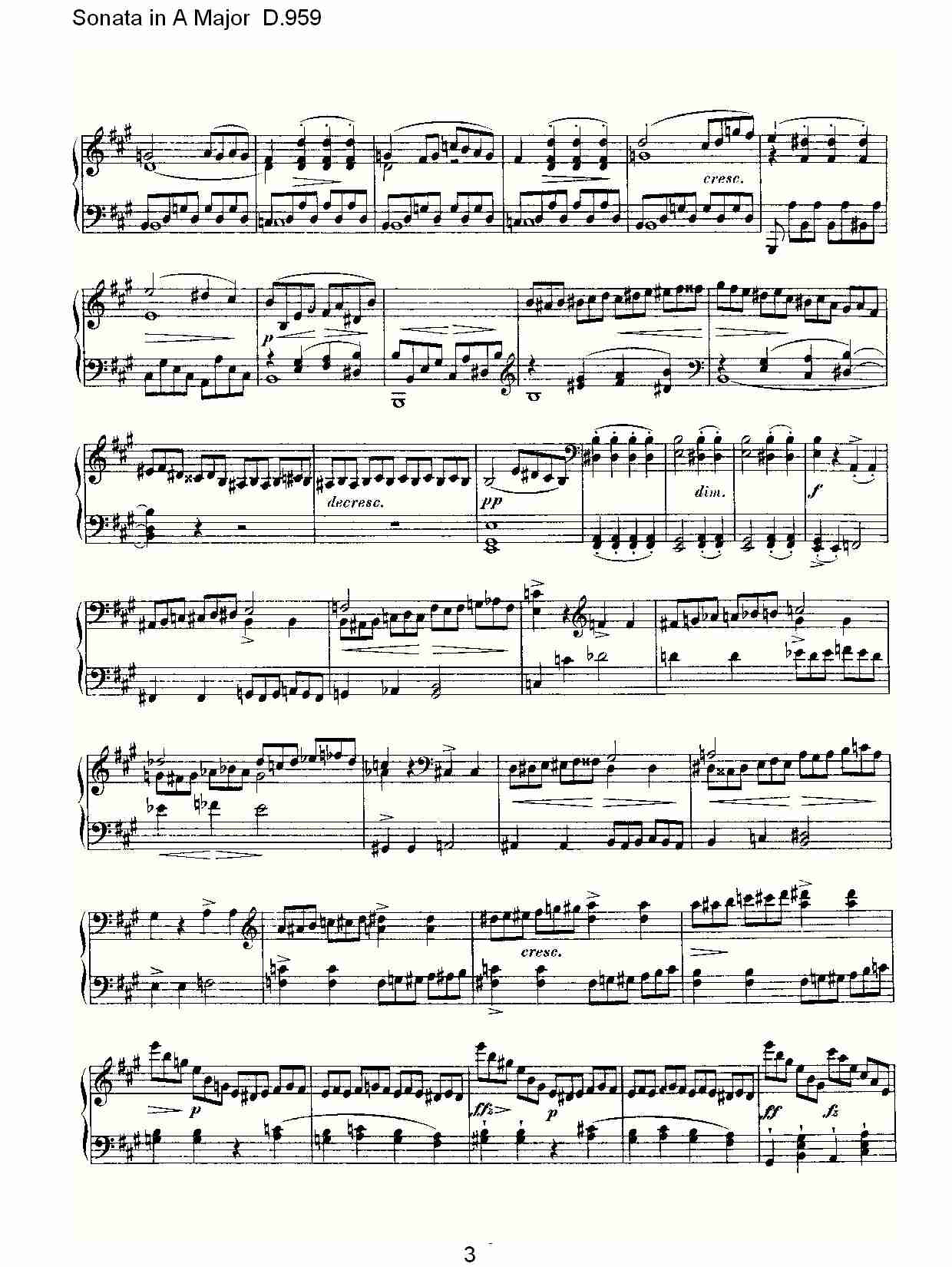 Sonata in A Major D.959  A大调奏鸣曲D.959（一）总谱（图3）