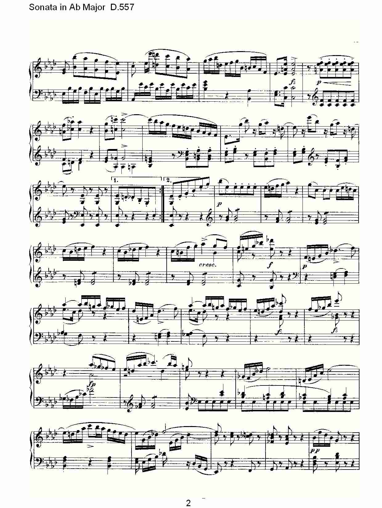Sonata in Ab Major D.557 Ab大调奏鸣曲D.557（一）总谱（图2）