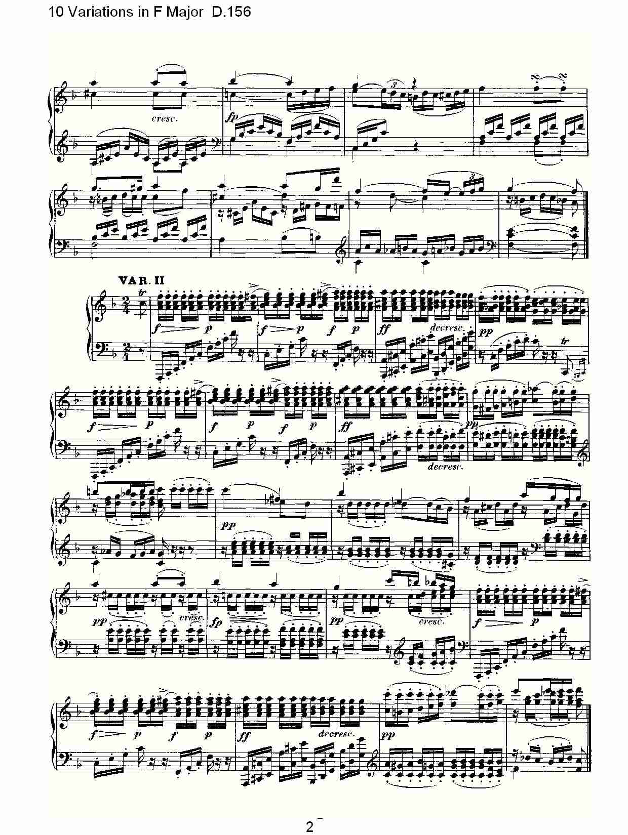 10 Variations in F Major D.156   F大调10变奏曲D.156（一）总谱（图2）