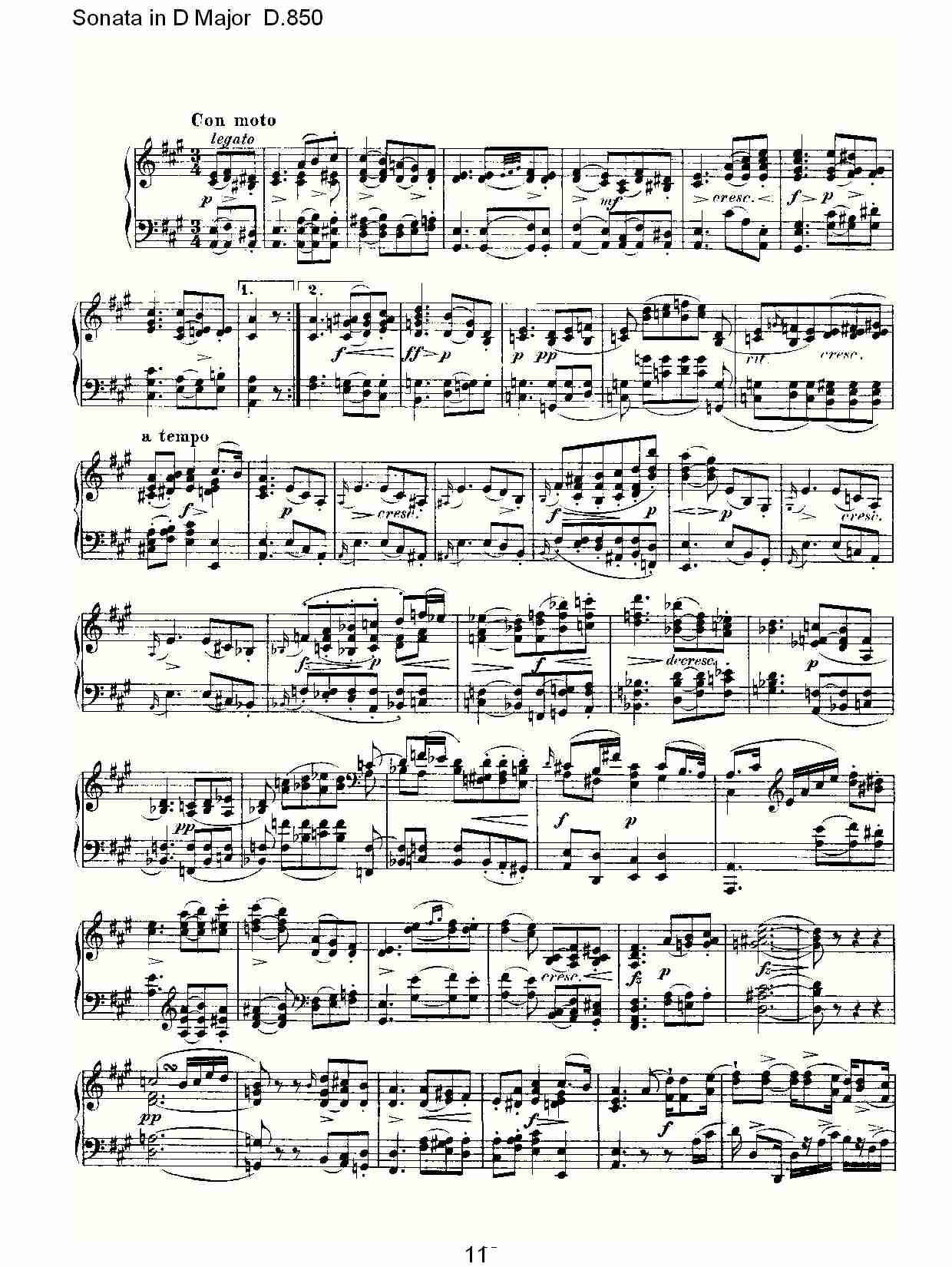 Sonata in D Major D.850   D大调奏鸣曲D.850（三）总谱（图1）