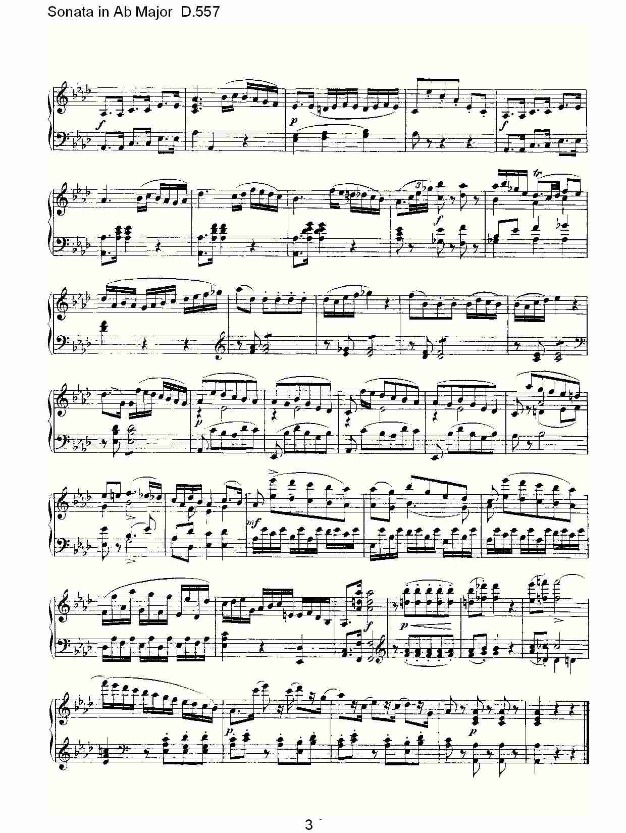 Sonata in Ab Major D.557 Ab大调奏鸣曲D.557（一）总谱（图3）