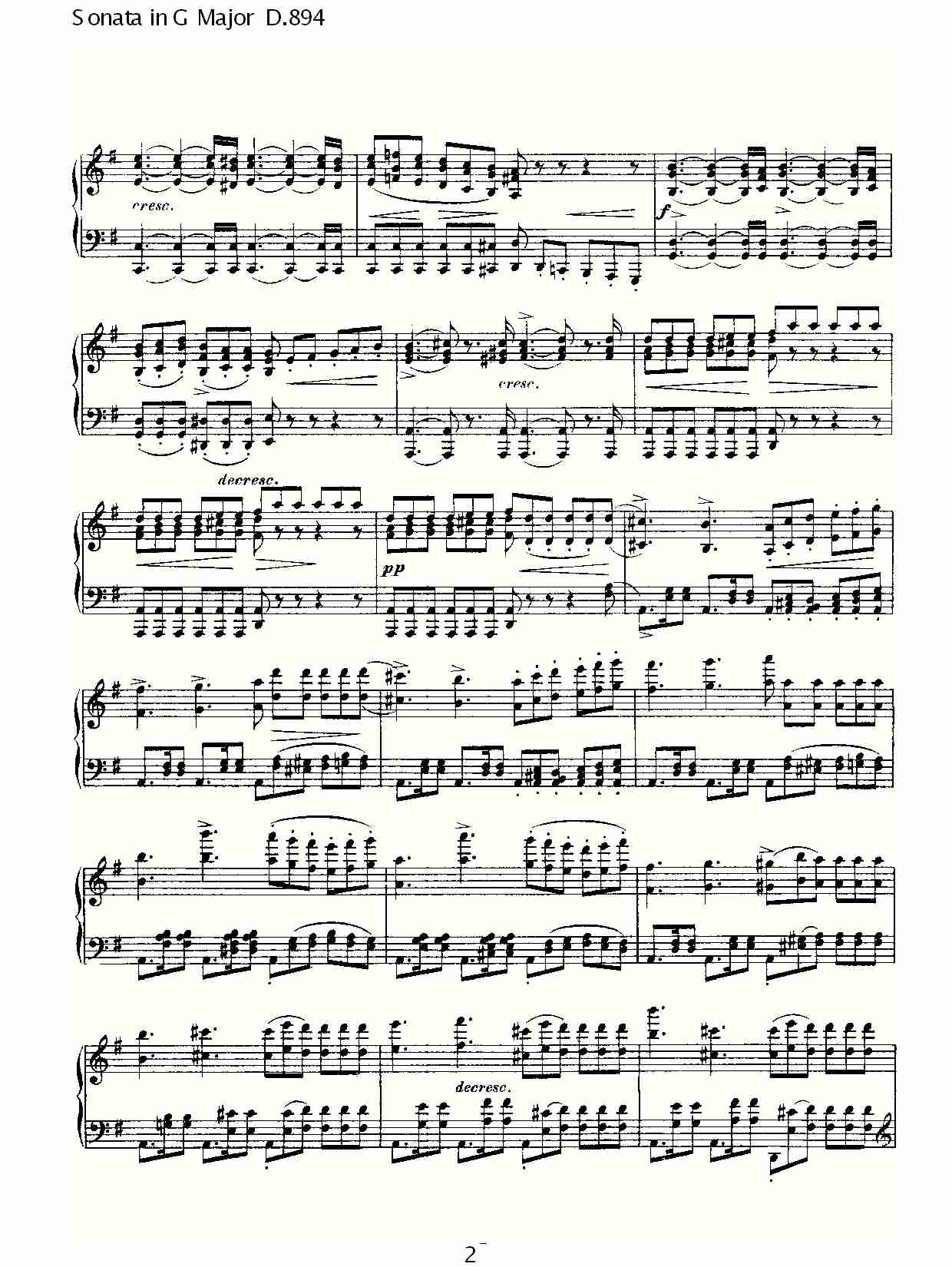 Sonata in G Major D.894 G大调奏鸣曲D.894（一）总谱（图2）