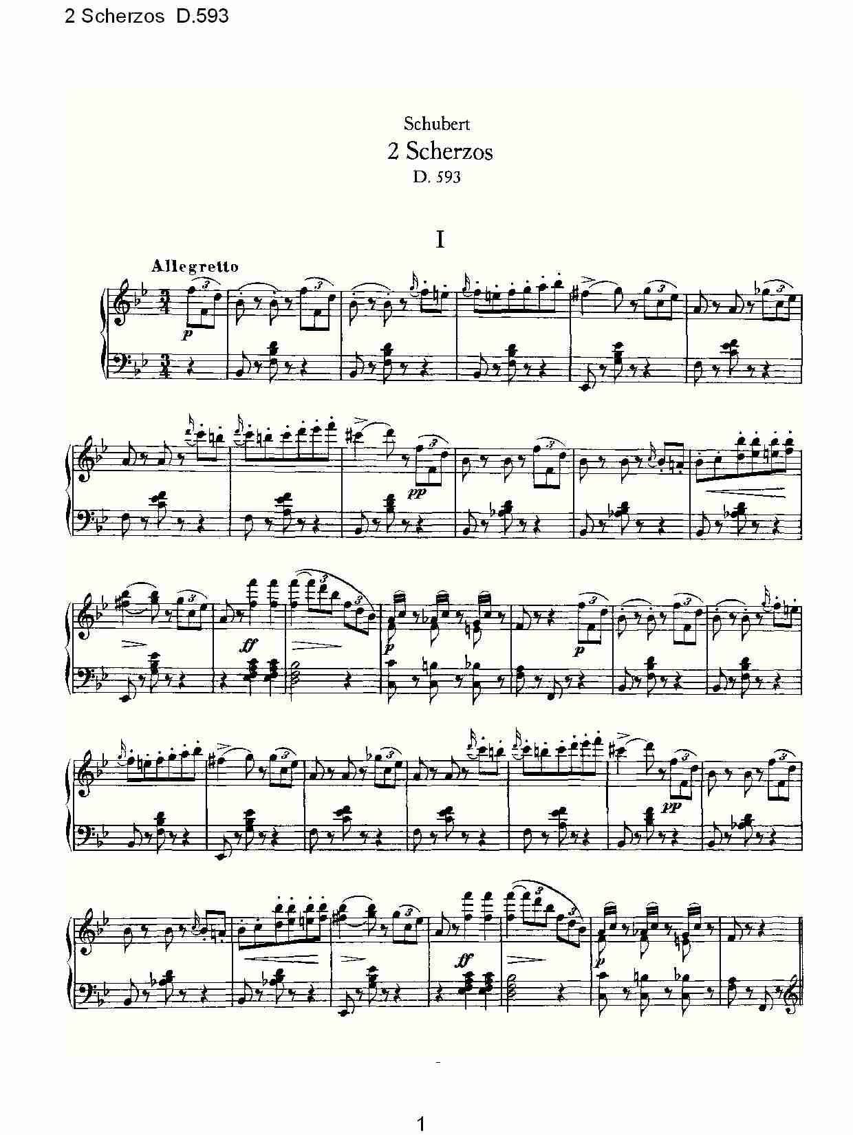 2 Scherzos D.593   谐谑曲二D.593（一）总谱（图1）