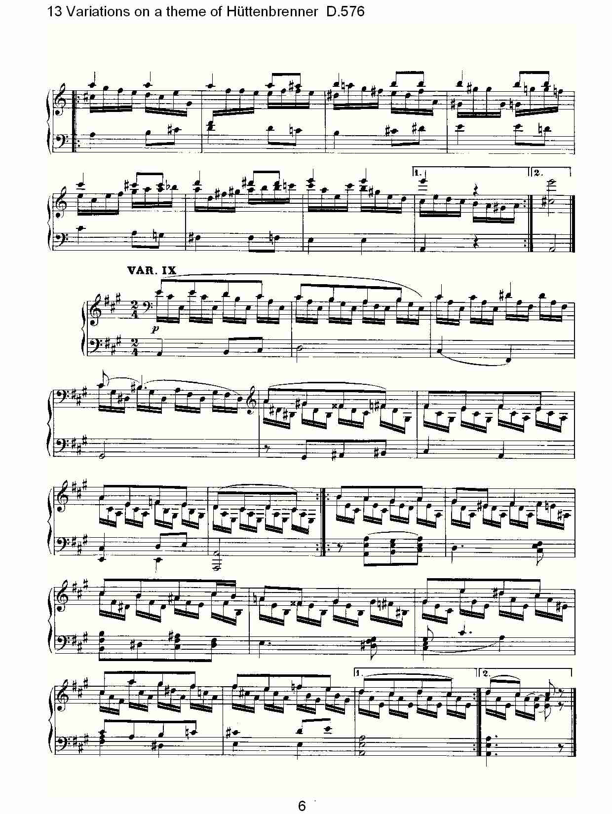 Hüttenbrenner主题13变奏曲D.576（二）总谱（图1）