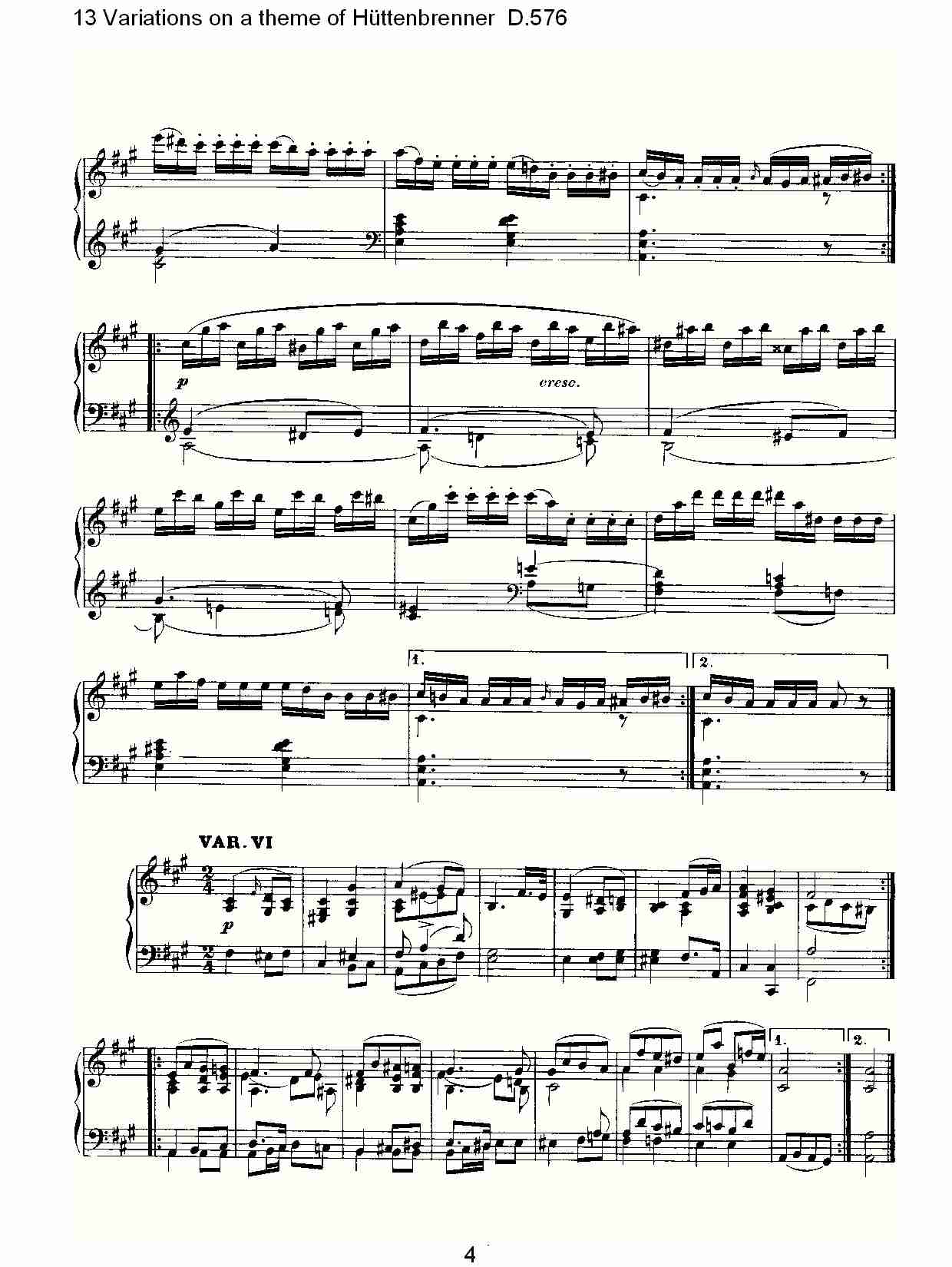 Hüttenbrenner主题13变奏曲D.576（一）总谱（图4）