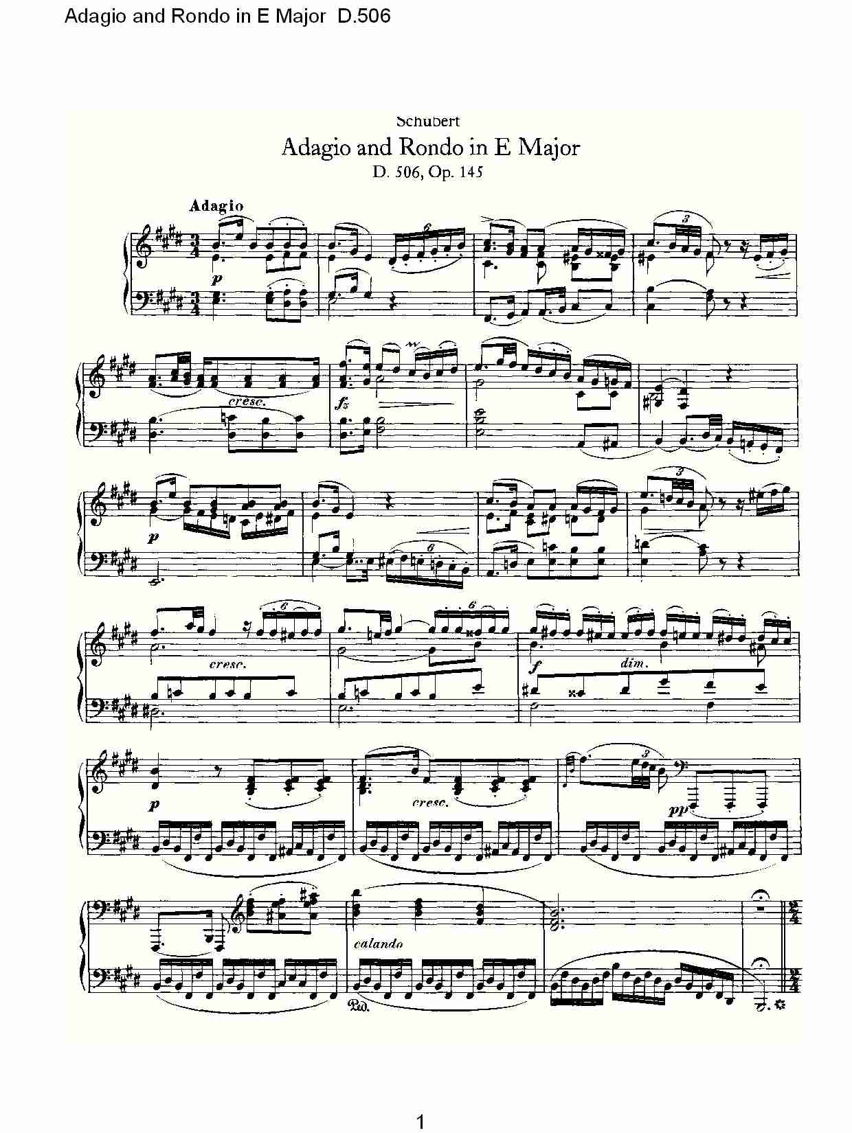 E大调柔板回旋曲D.506（一）总谱（图1）