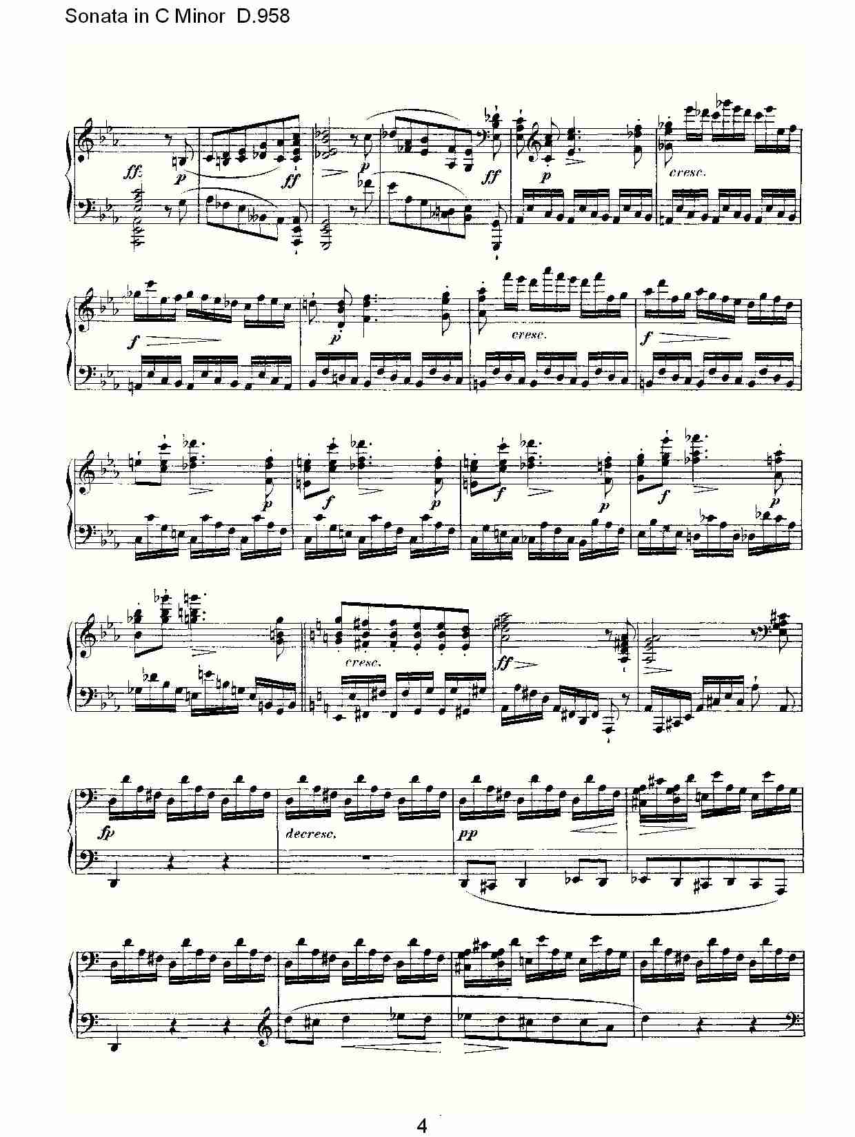 Sonata in C Minor D.958  C小调奏鸣曲D.958（一）总谱（图4）