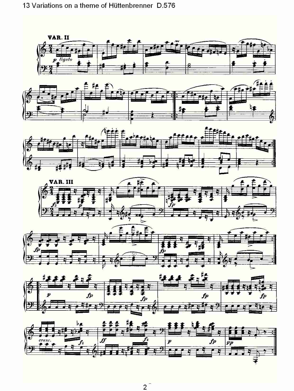 Hüttenbrenner主题13变奏曲D.576（一）总谱（图2）