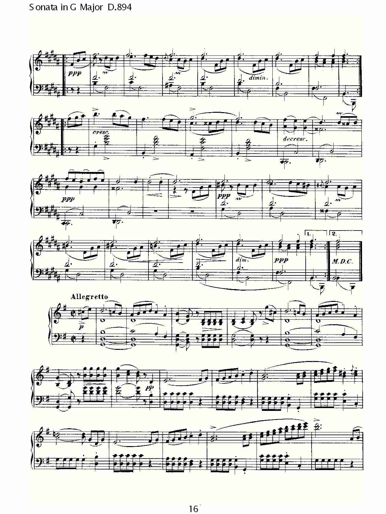 Sonata in G Major D.894 G大调奏鸣曲D.894（四）总谱（图1）