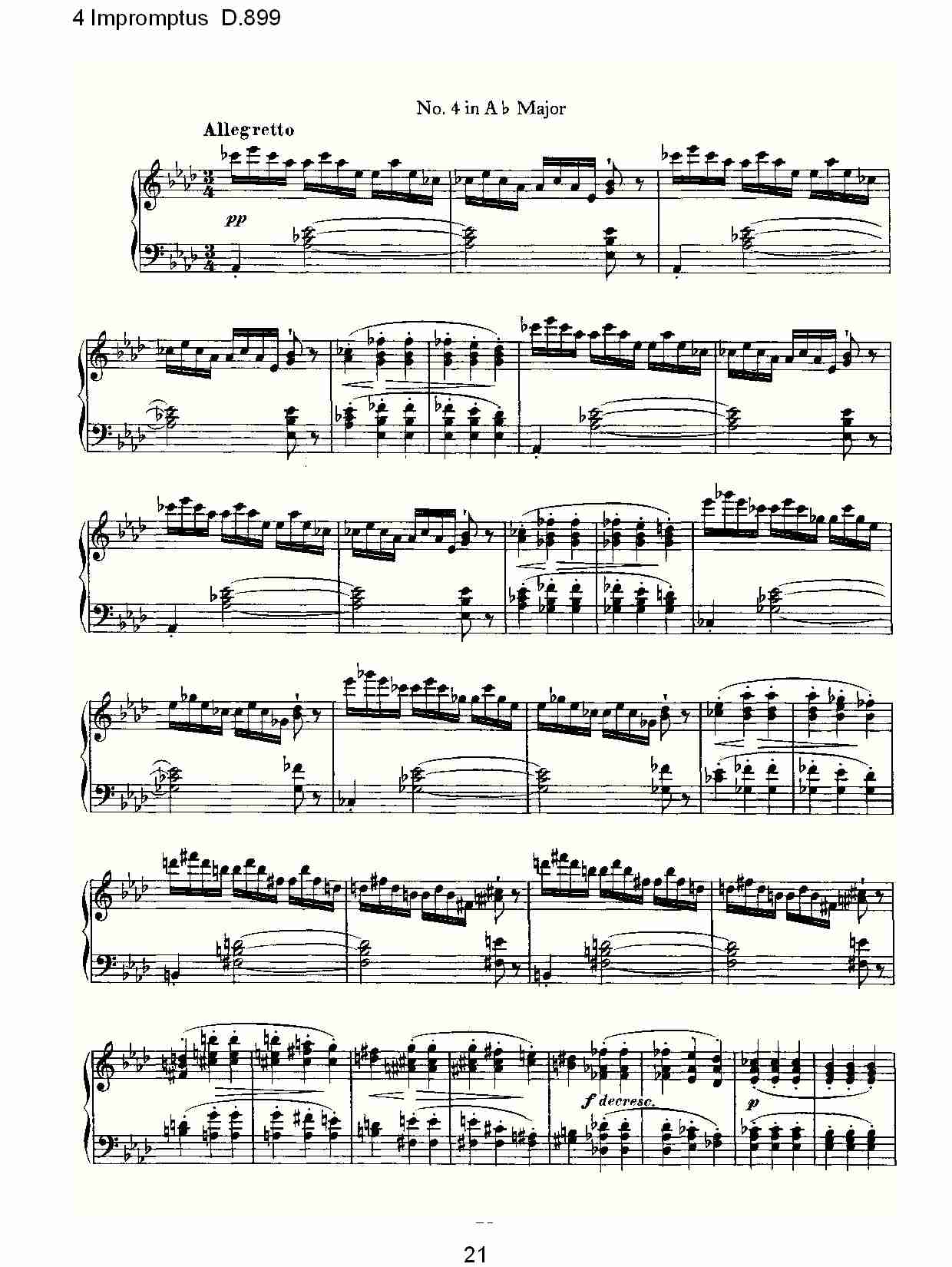 4 Impromptus D.899  4人即兴演奏D.899（五）总谱（图1）