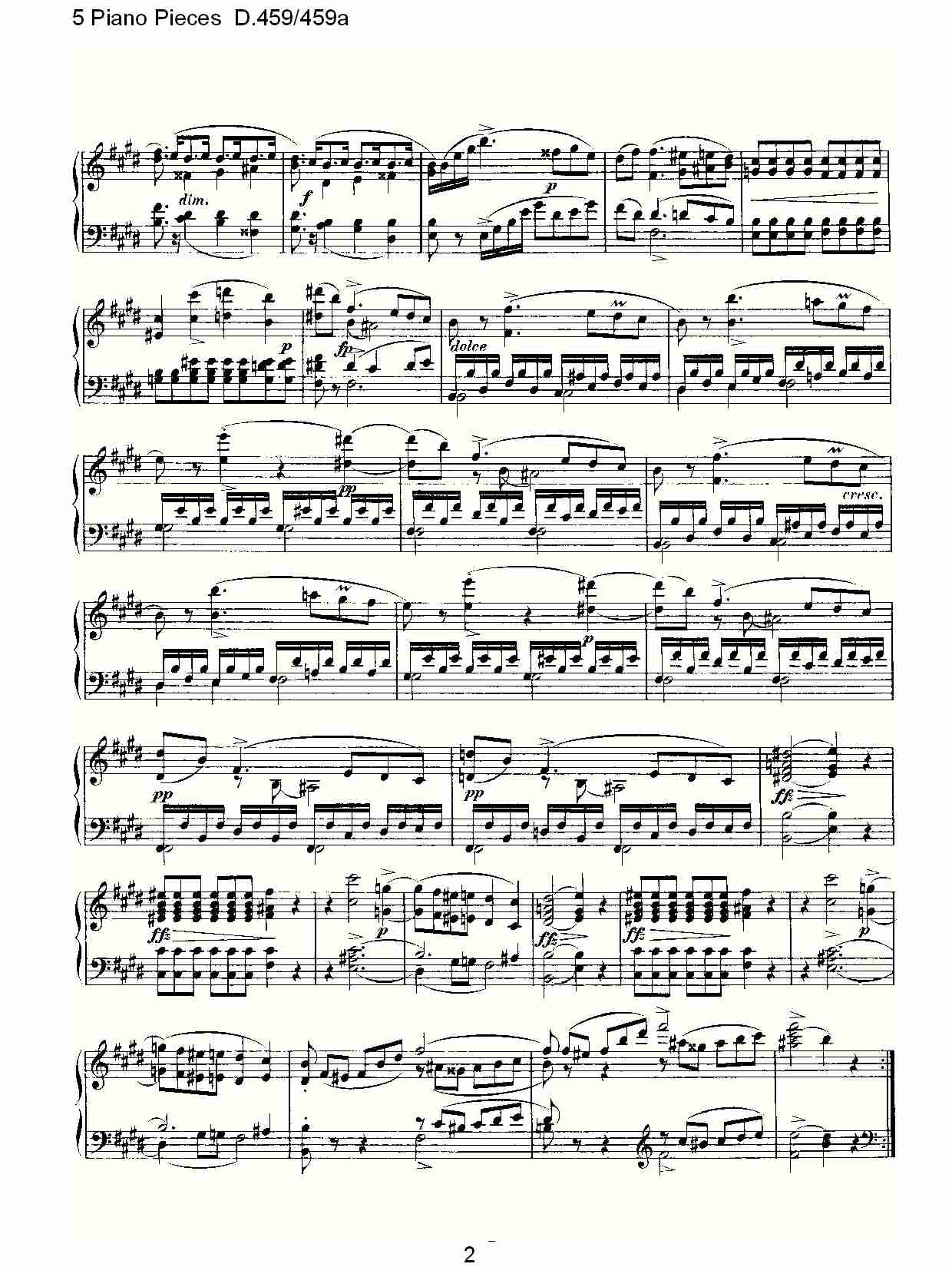 5 Piano Pieces D.459/459a    钢琴五联奏D.459/459a（一）总谱（图2）