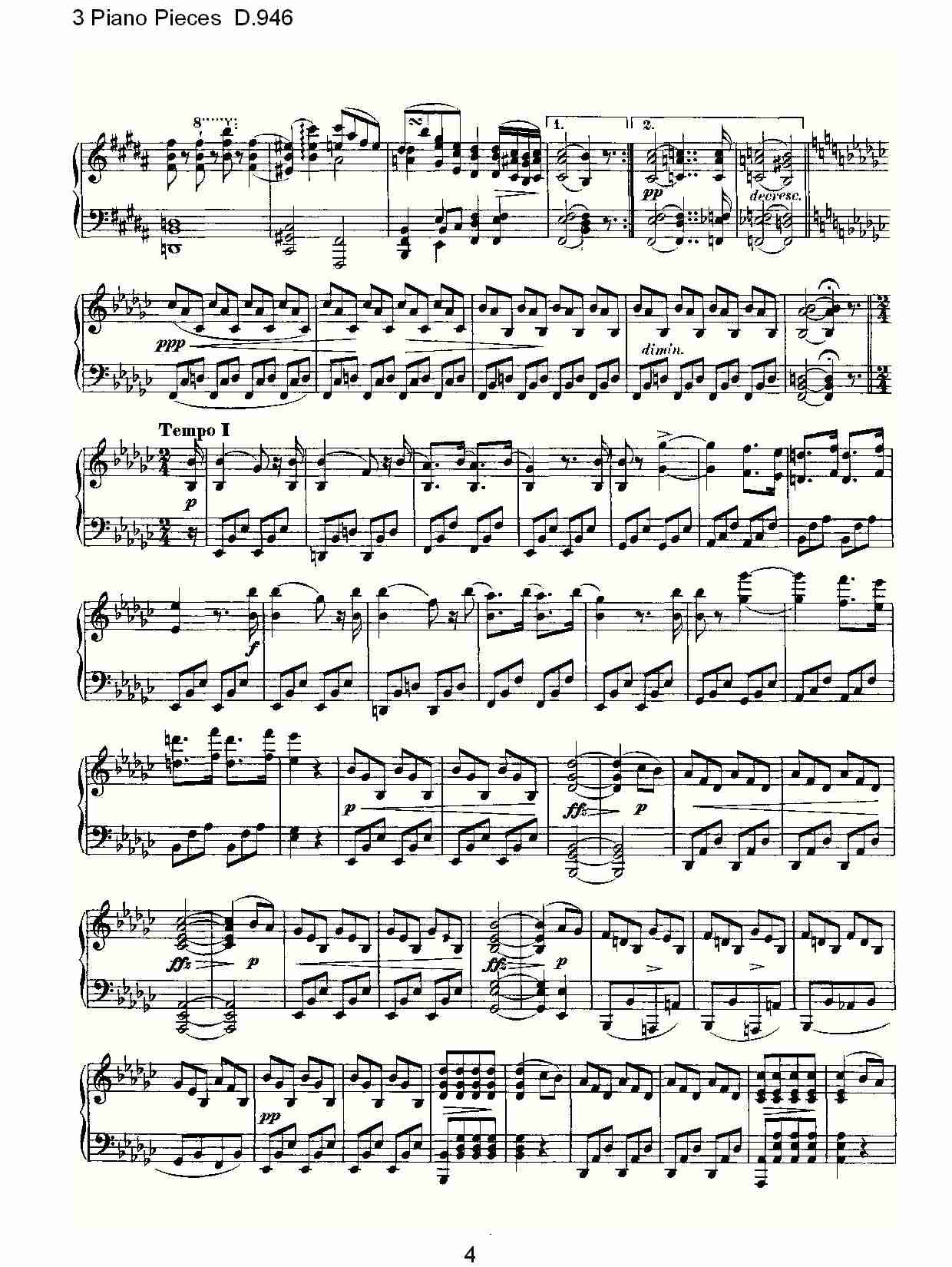 3 Piano Pieces D.946   钢琴三联奏D.946（一）总谱（图4）