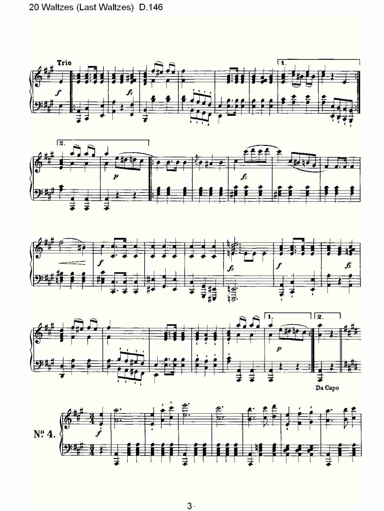 20华尔兹舞曲（终结华尔兹舞曲）D.146（一）总谱（图3）