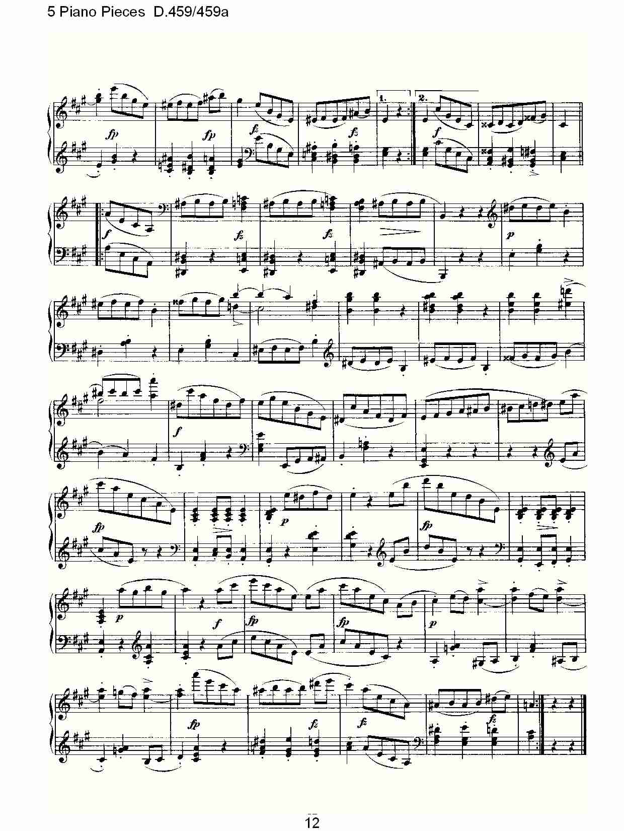 5 Piano Pieces D.459/459a    钢琴五联奏D.459/459a（三）总谱（图2）