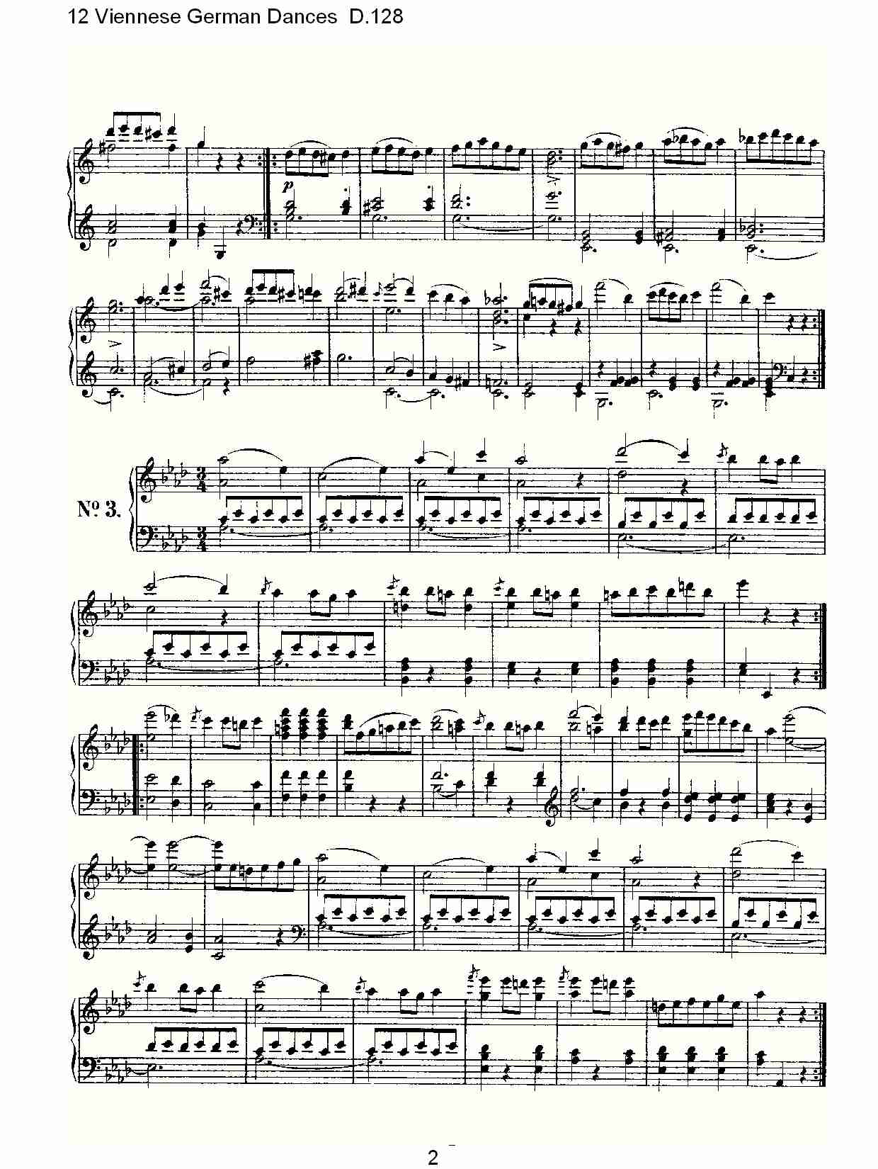 12德国维也纳舞曲D.128（一）总谱（图2）