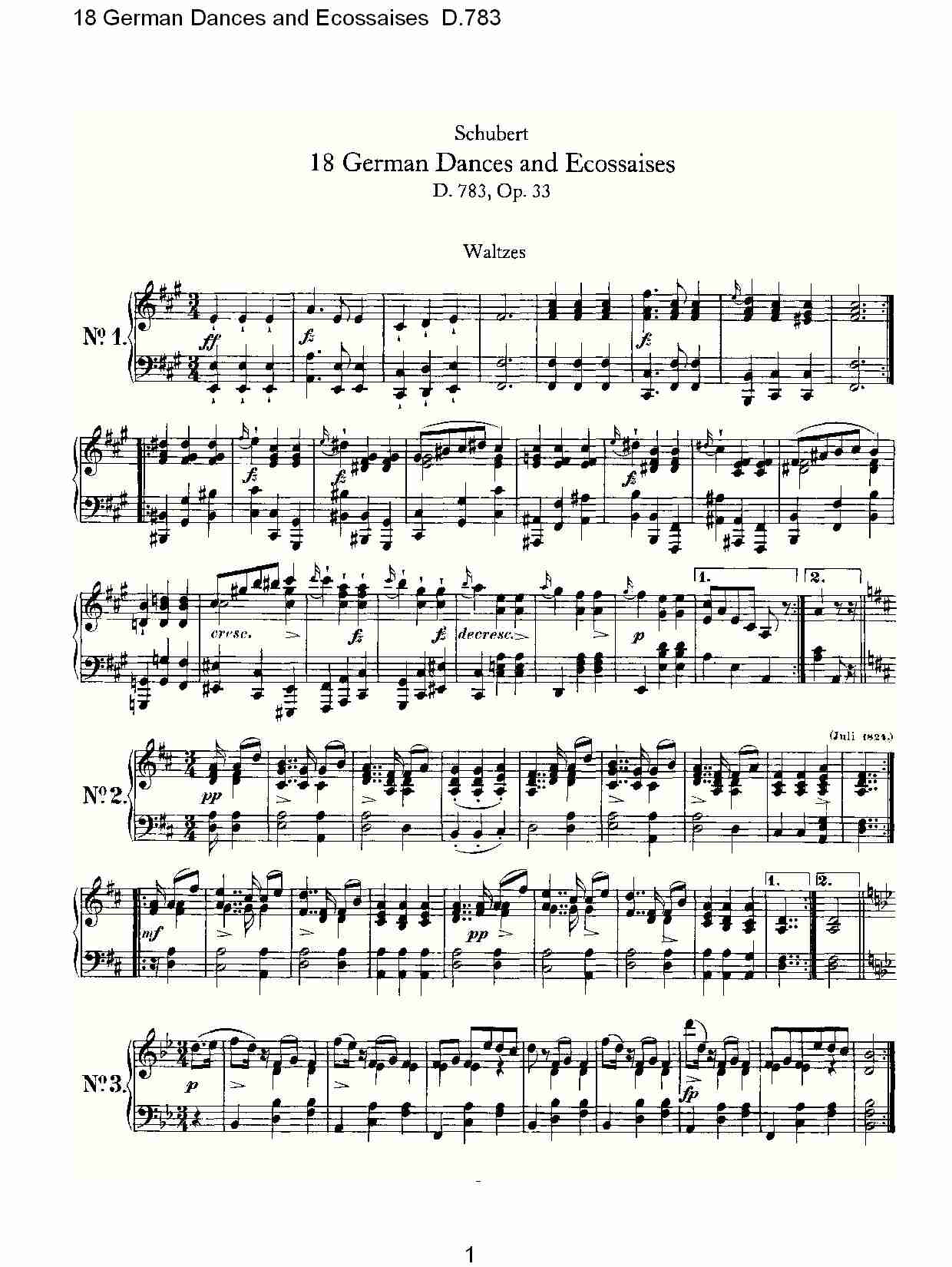 18德国舞曲与 Ecossaises  D.783（一）总谱（图1）