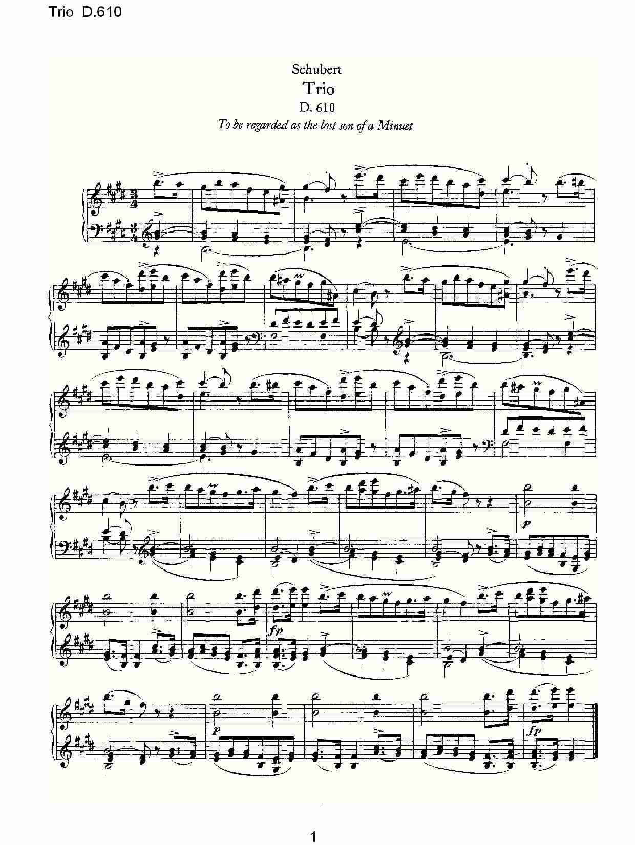 Trio D.610   三重奏D.610总谱（图1）