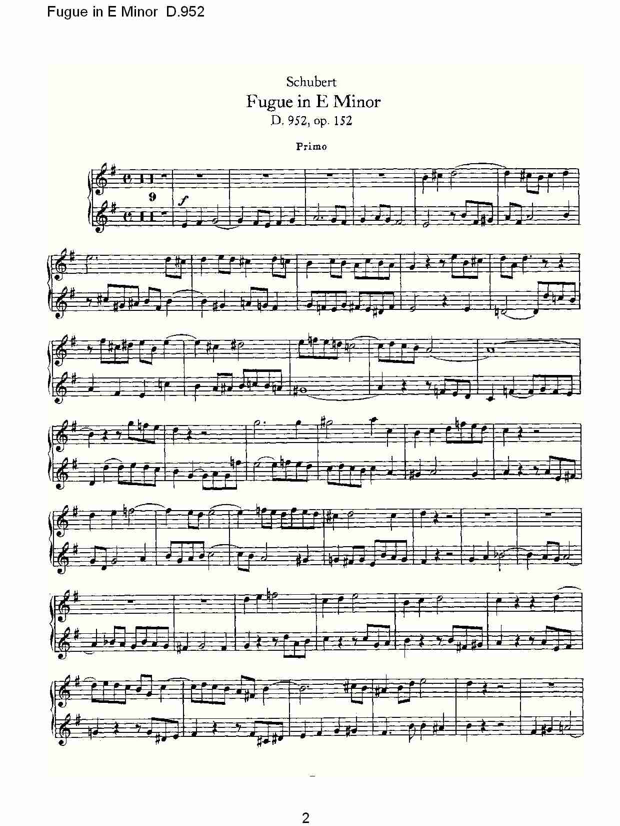 Fugue in E Minor D.952  E小调赋格曲D.952总谱（图2）
