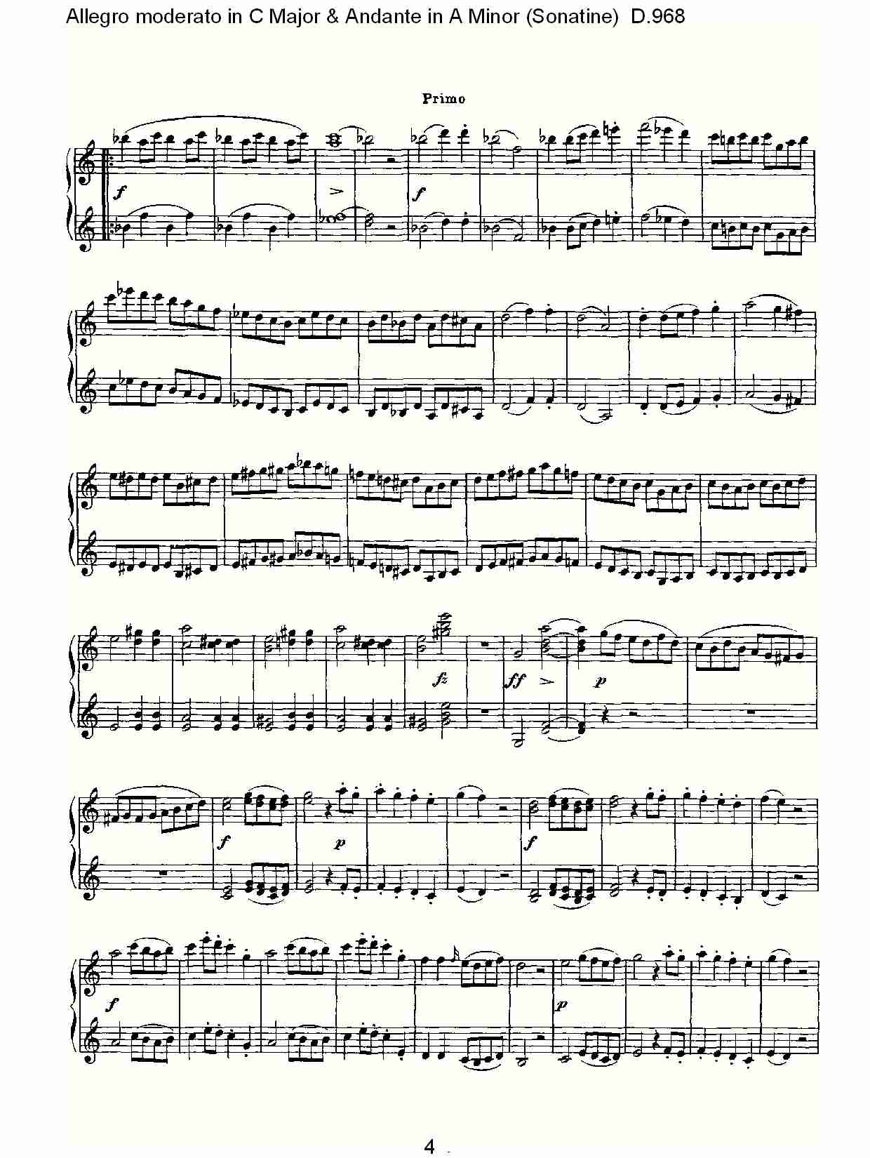 C大调快速的中板与A小调行板（小奏鸣曲）D.968（一）总谱（图4）
