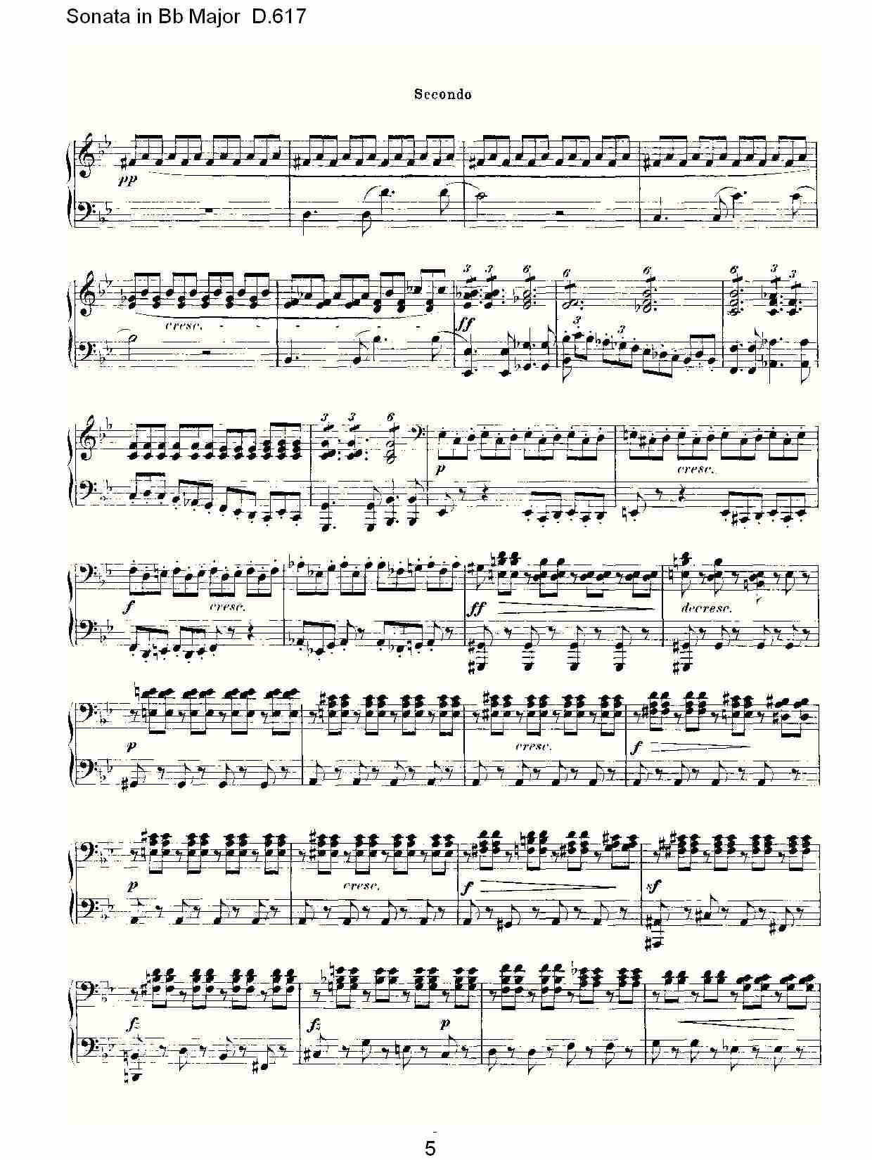 Sonata in Bb Major D.617  Bb大调奏鸣曲D.617（一）总谱（图5）