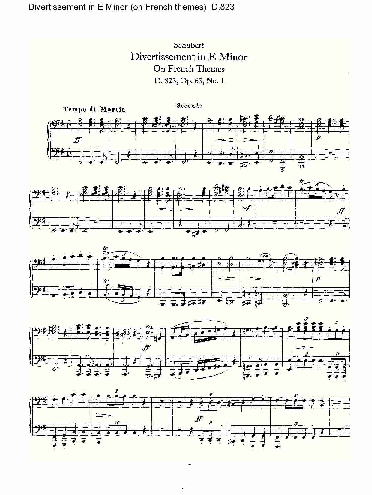 E小调嬉戏曲（法国主题）D.823（一）总谱（图1）
