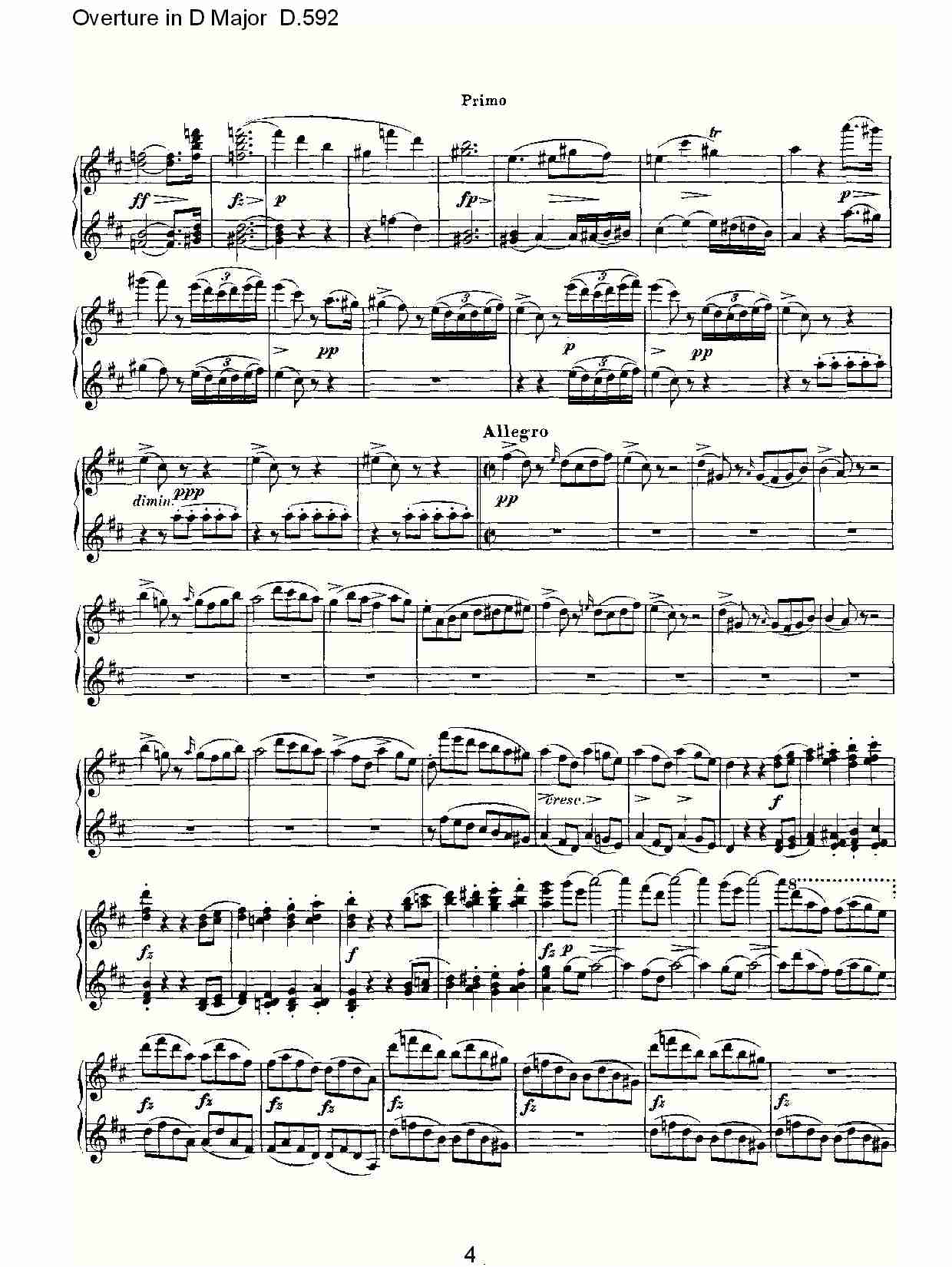 Overture in D Major D.592   Ｄ大调序曲 D.592（一）总谱（图4）