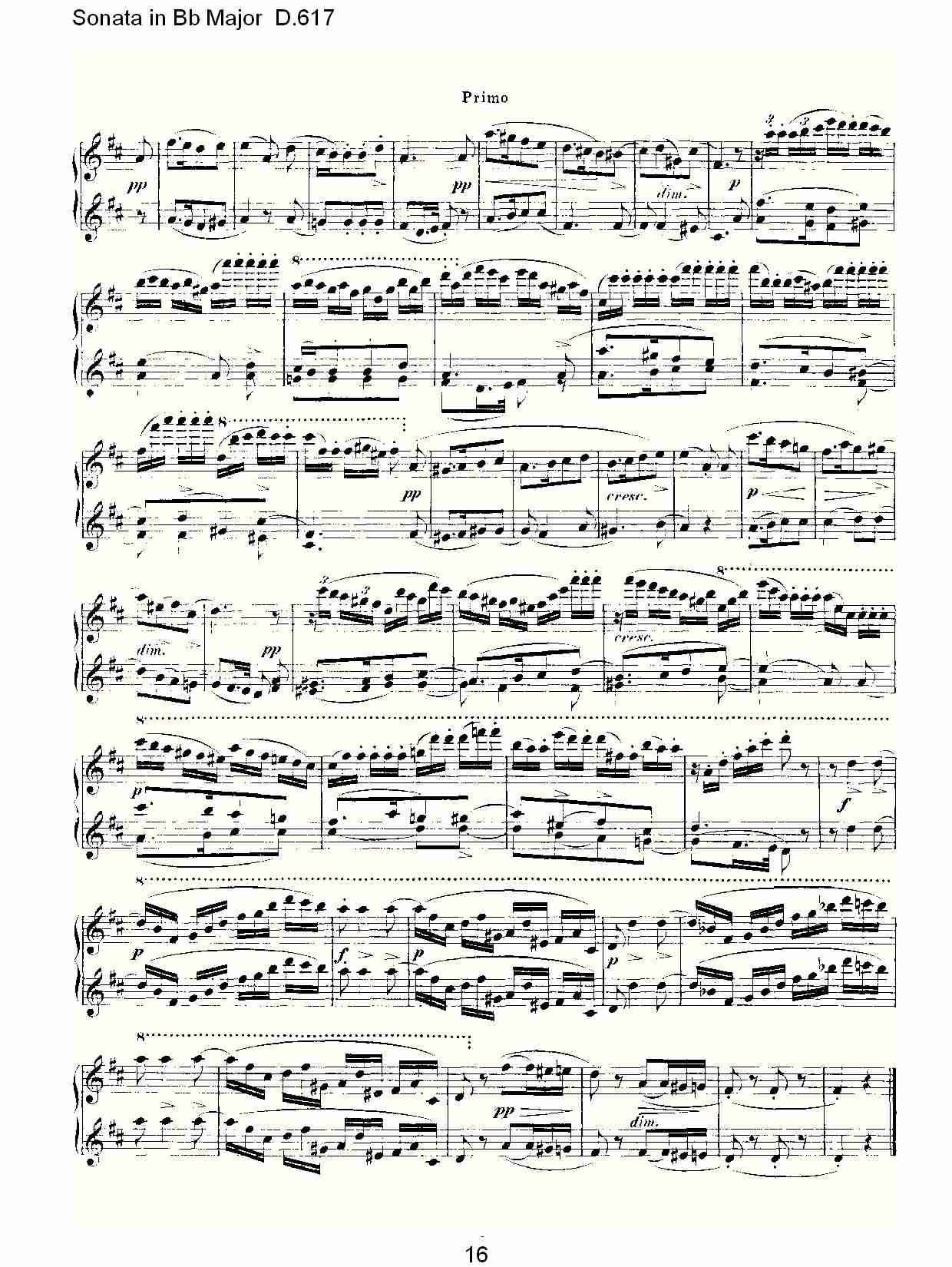 Sonata in Bb Major D.617  Bb大调奏鸣曲D.617（四）总谱（图1）
